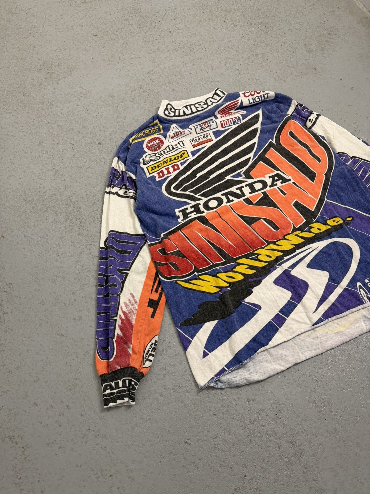 Honda Vintage 1994 Sinisalo Moto Worldwide Motocross Honda Tee Size US L / EU 52-54 / 3 - 3 Thumbnail