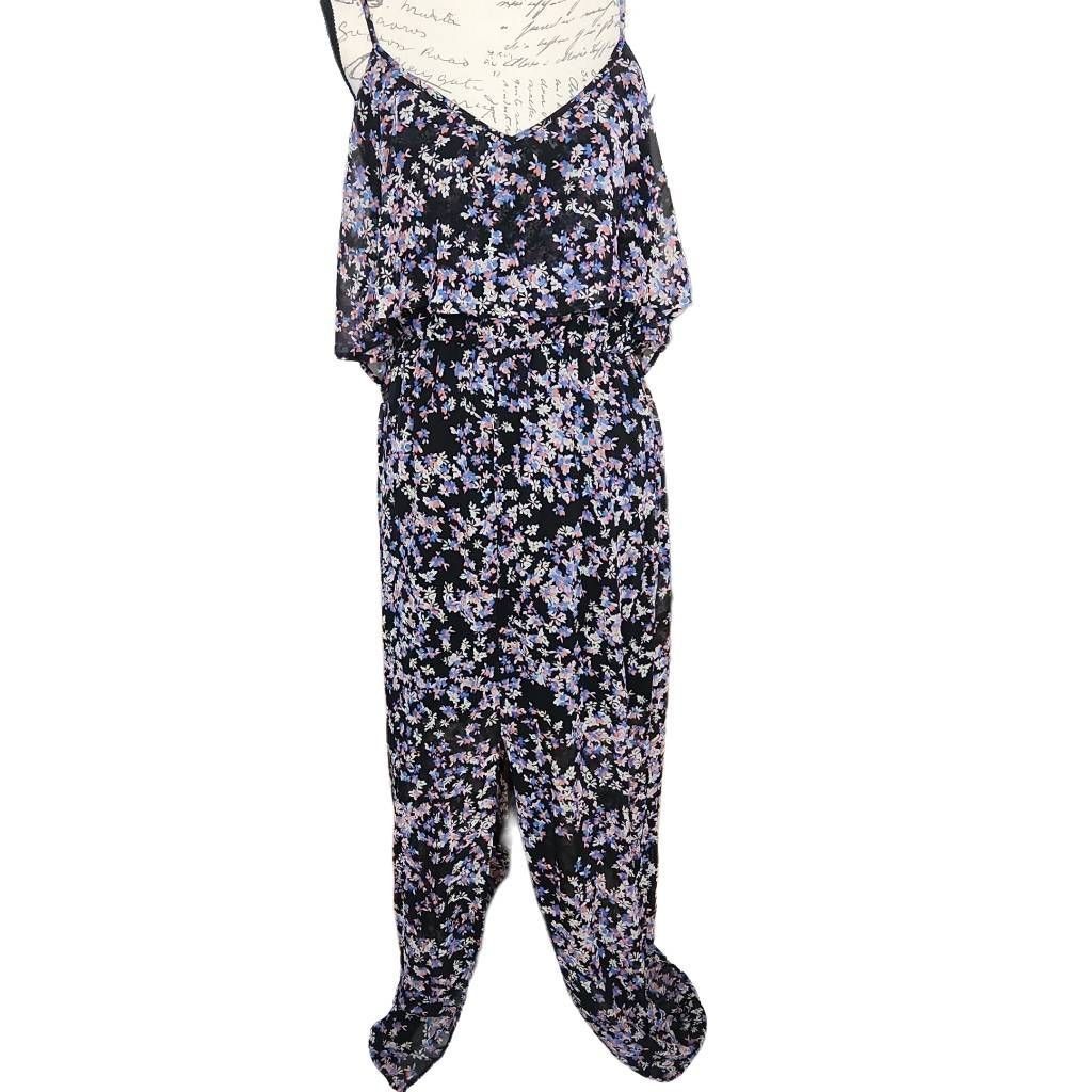 Express Express Women's Size Medium Black Blue Floral Print Flounce Size M / US 6-8 / IT 42-44 - 1 Thumbnail