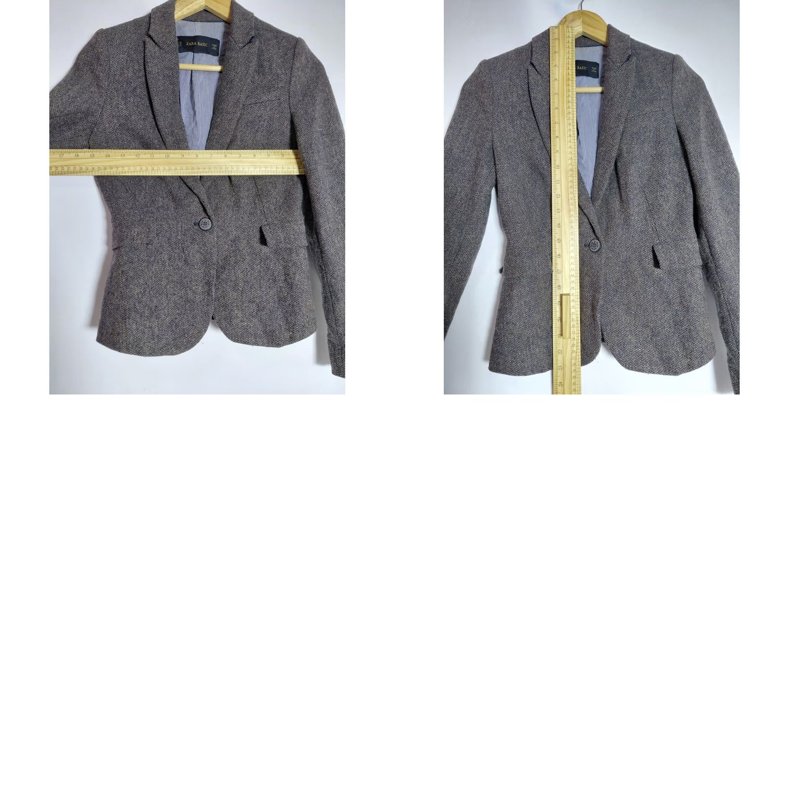 Zara Zara Basic Blazer Women XS Brown Knit Wool Blend Button Solid Casual Spring Fall Winter Sliver? Size XS / US 0-2 / IT 36-38 - 8 Thumbnail