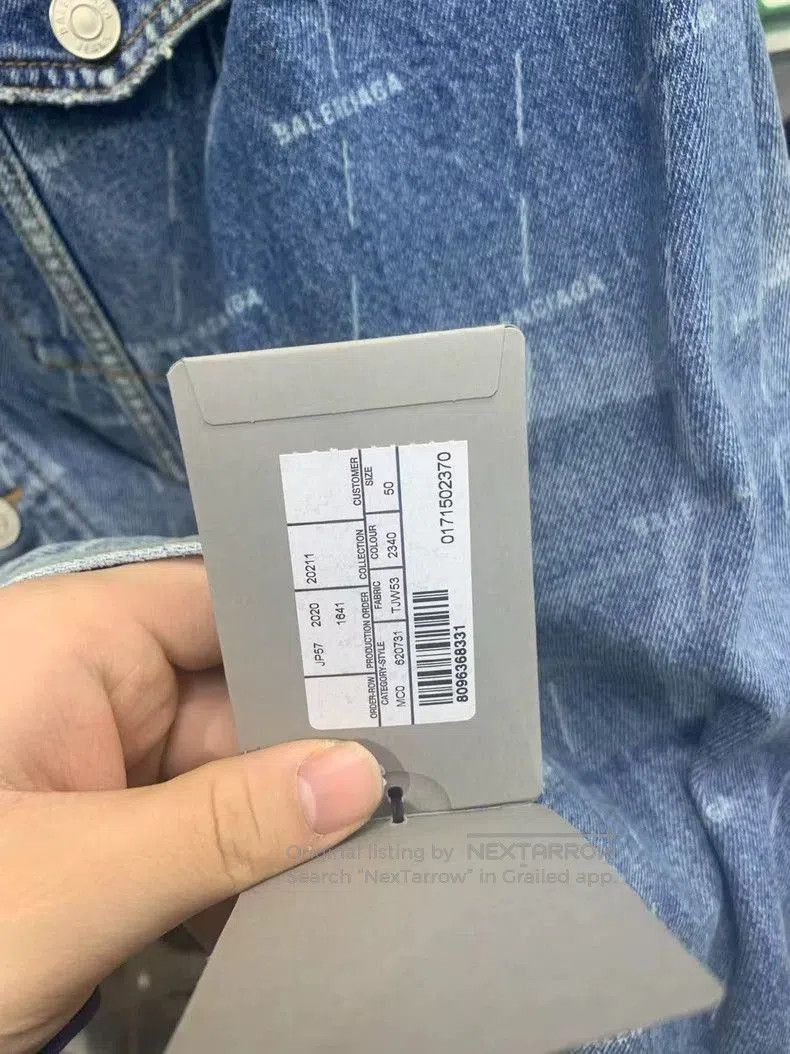 Balenciaga Balenciaga Denim Logo Print Jacket. Size US XL / EU 56 / 4 - 5 Thumbnail