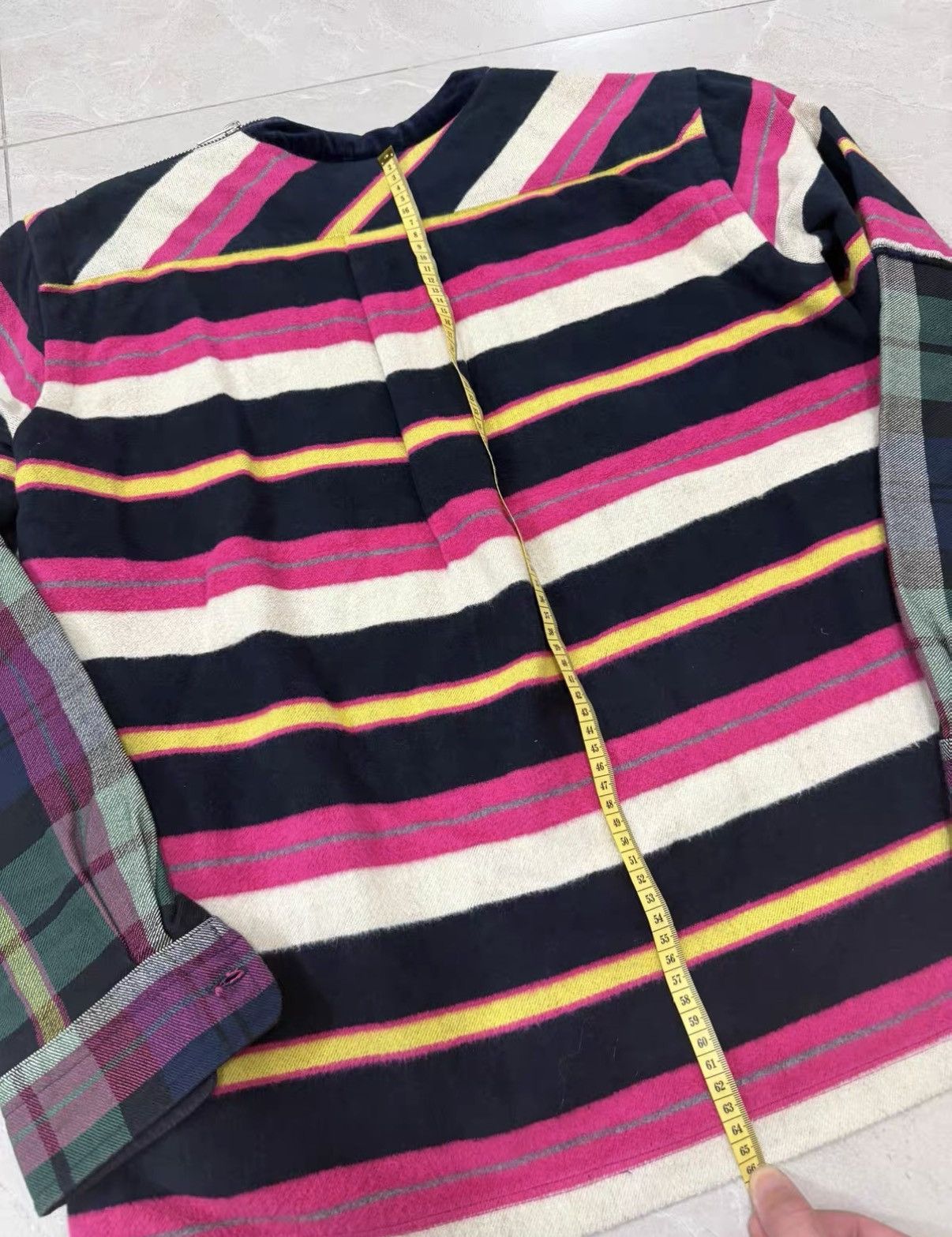 Sacai Sacai Deconstructed Patchwork Stripe Plaid Shirt Hoodie J34 Size US XS / EU 42 / 0 - 8 Thumbnail