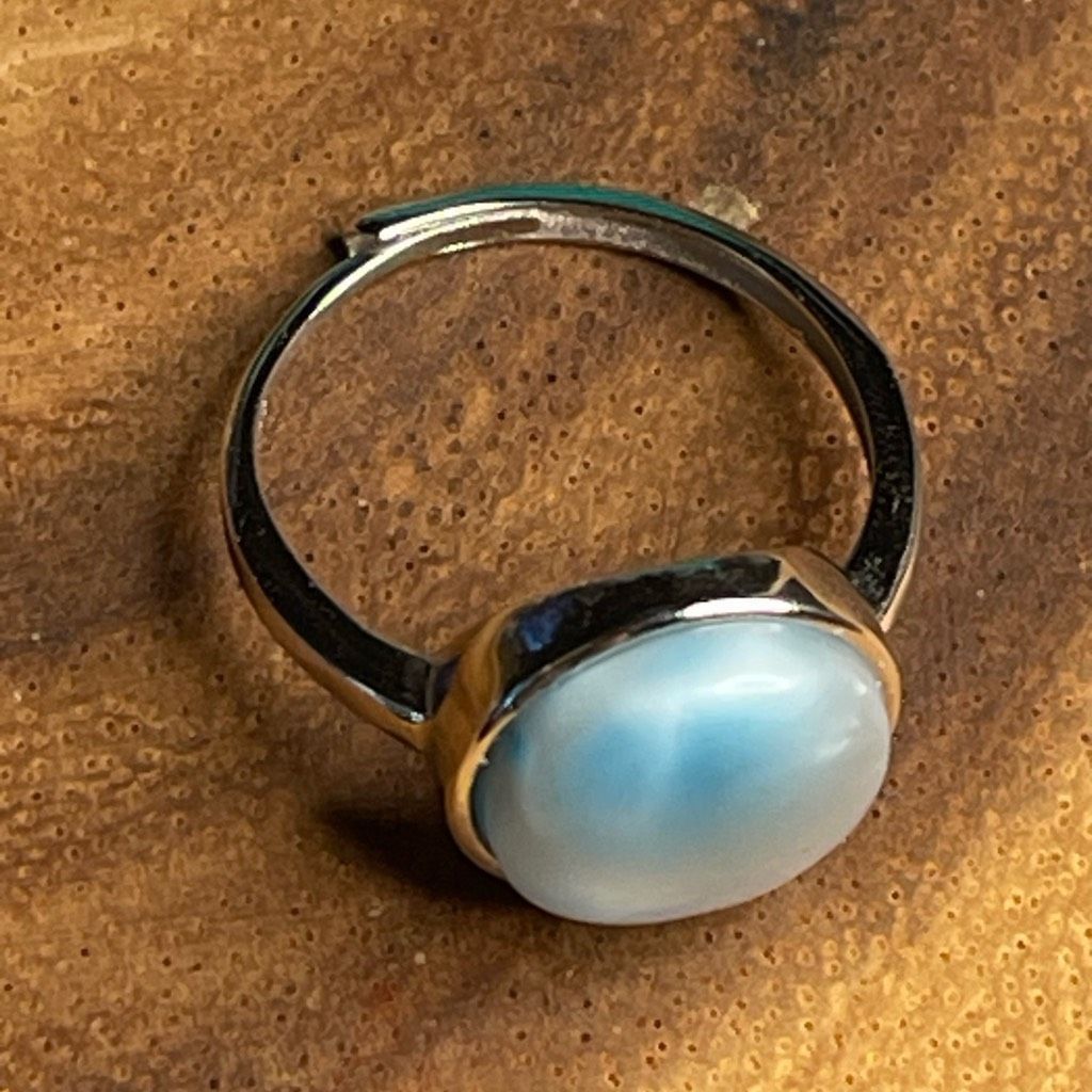 Other Larimar S925 sterling silver adjustable ring 10mm natural st Size ONE SIZE - 3 Thumbnail