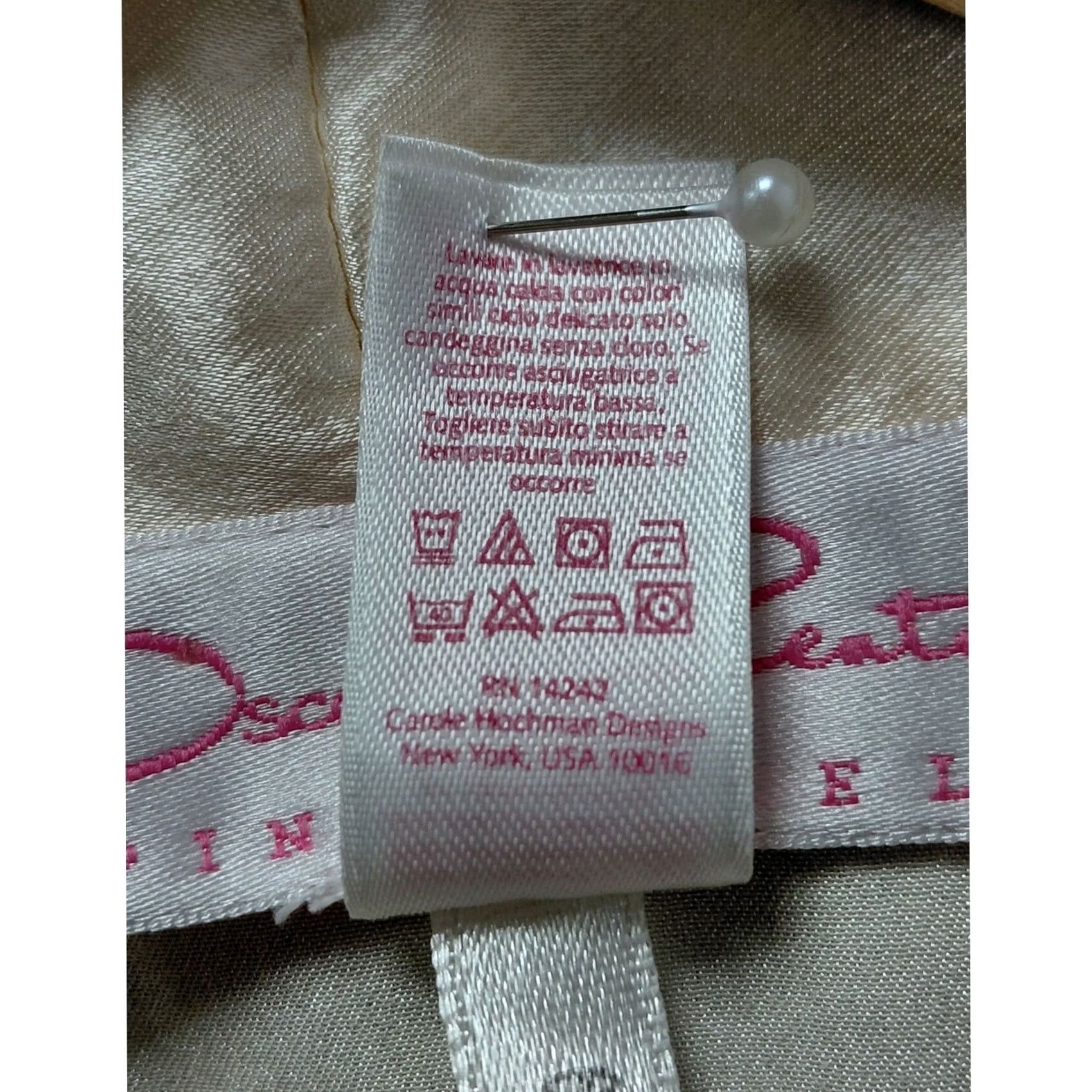 Vintage Oscar de la Renta Pink Label Satin Lace Robe Kimono Style Cream 3/4 Sleeve Belted Open Front V-Neck Lounge Womens S Size ONE SIZE - 7 Thumbnail