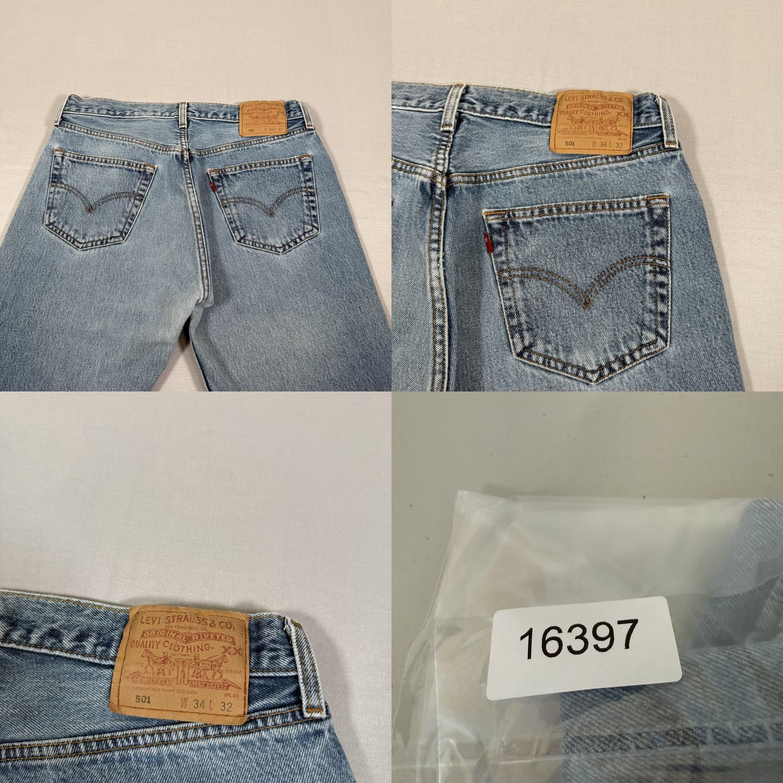 Levi's VINTAGE Levi's 501 Jeans Mens 34x32 Blue Light Wash Denim Straight 5-Pocket Button Fly 90s Size US 34 / EU 50 - 10 Thumbnail