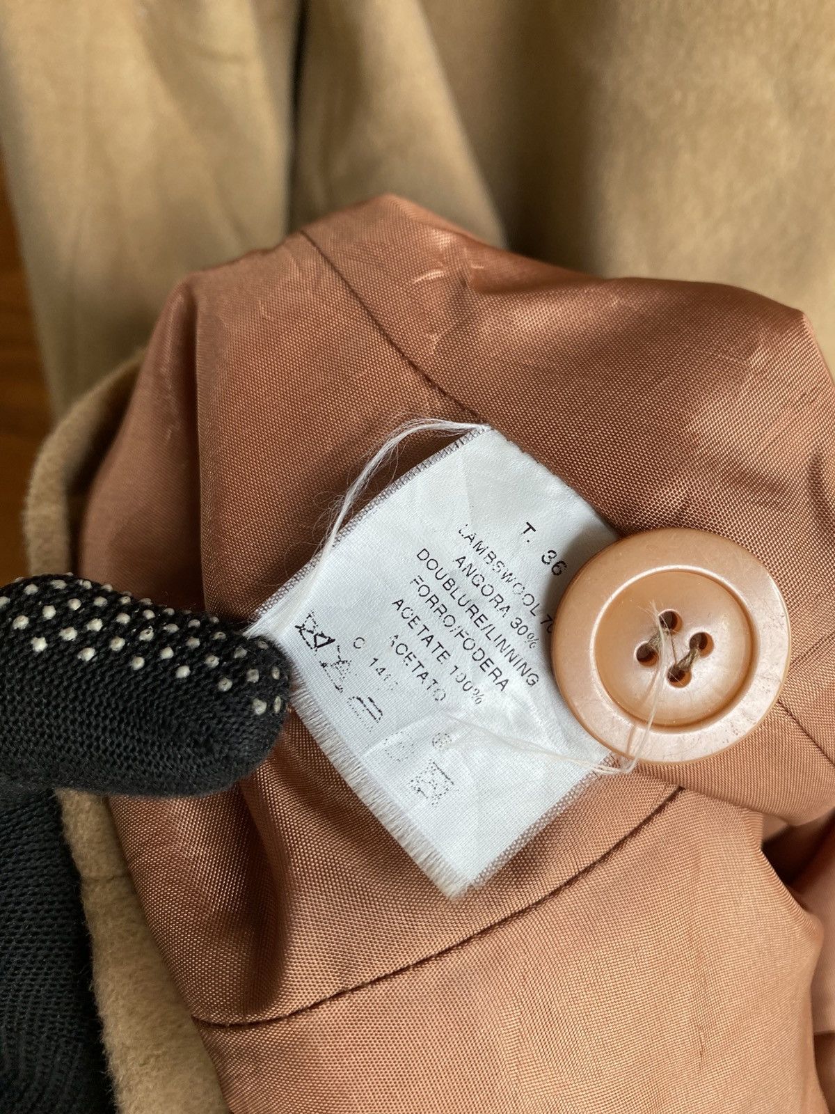 Vintage CAROLL Paris Beige Wool Blend Long Coat Classic French Size M / US 6-8 / IT 42-44 - 12 Thumbnail