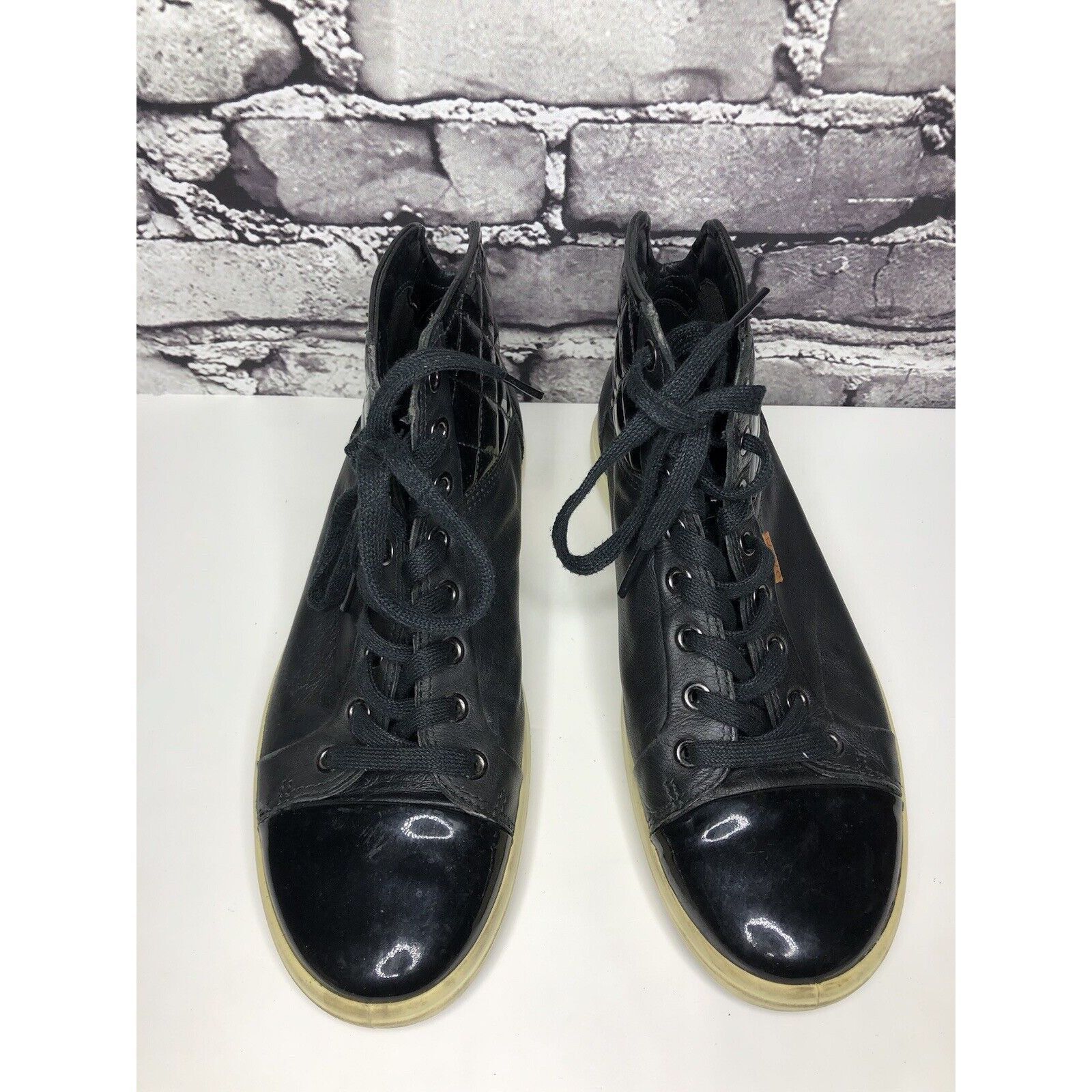 Ecco ECCO Soft 7 Black Leather Quilted Comfort Casual Sneakers Sh Size US 7.5 / IT 37.5 - 4 Thumbnail