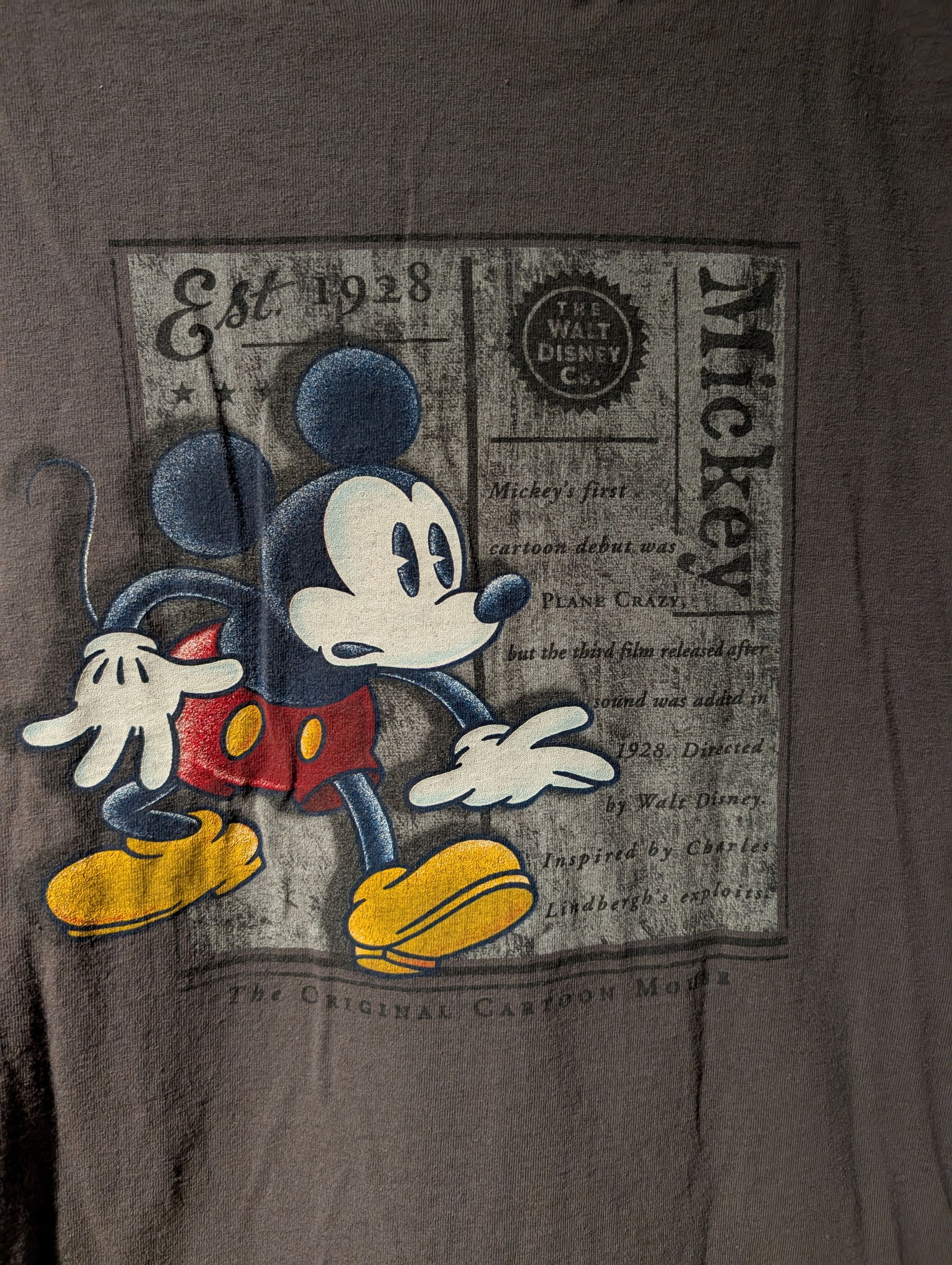 Disney Vintage Mickey Mouse T-Shirt Gray Newspaper Print Disney Size US XXL / EU 58 / 5 - 2 Thumbnail
