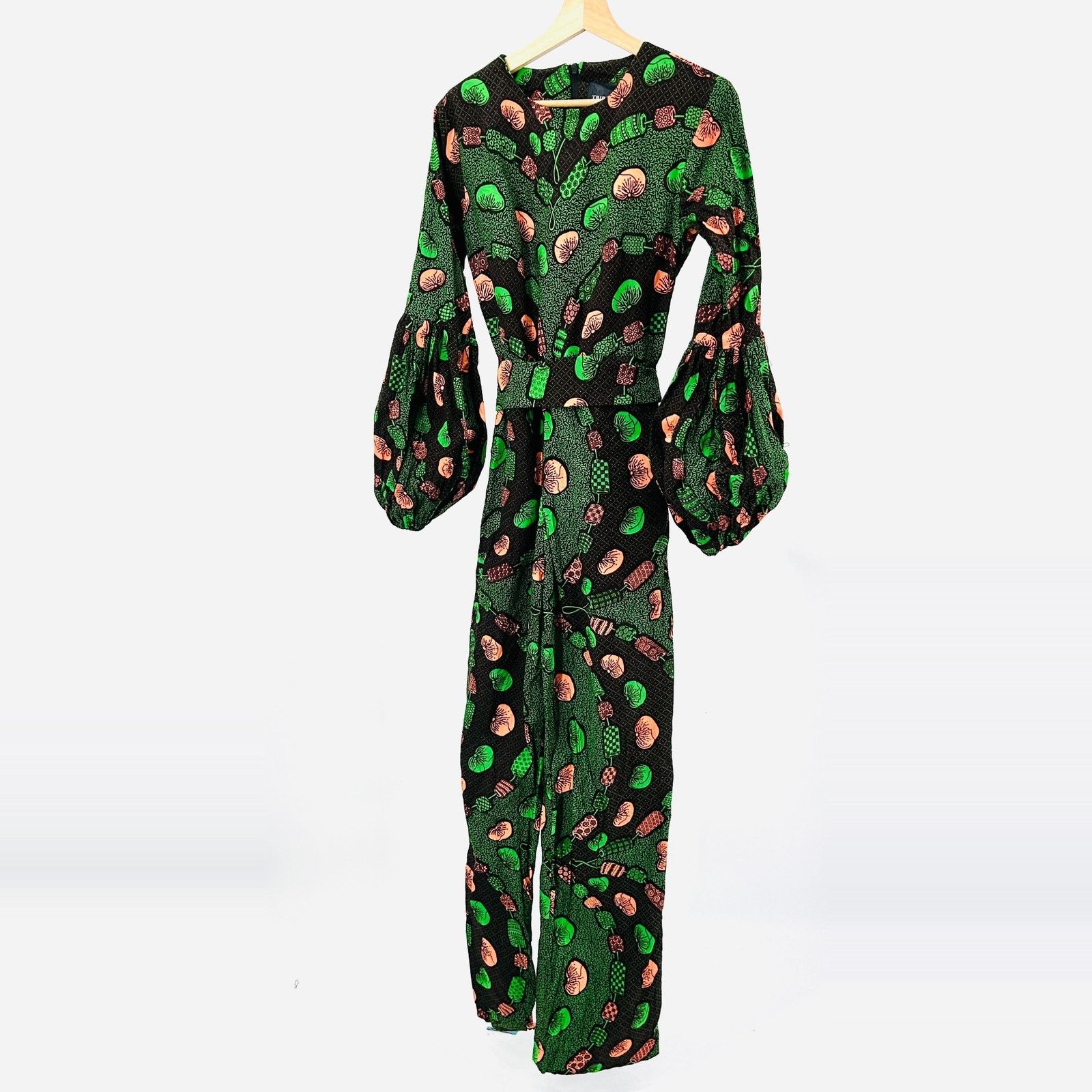Other Green Coral Mushroom Ankara Print Balloon Sleeve Jumpsuit Size S / US 4 / IT 40 - 2 Thumbnail