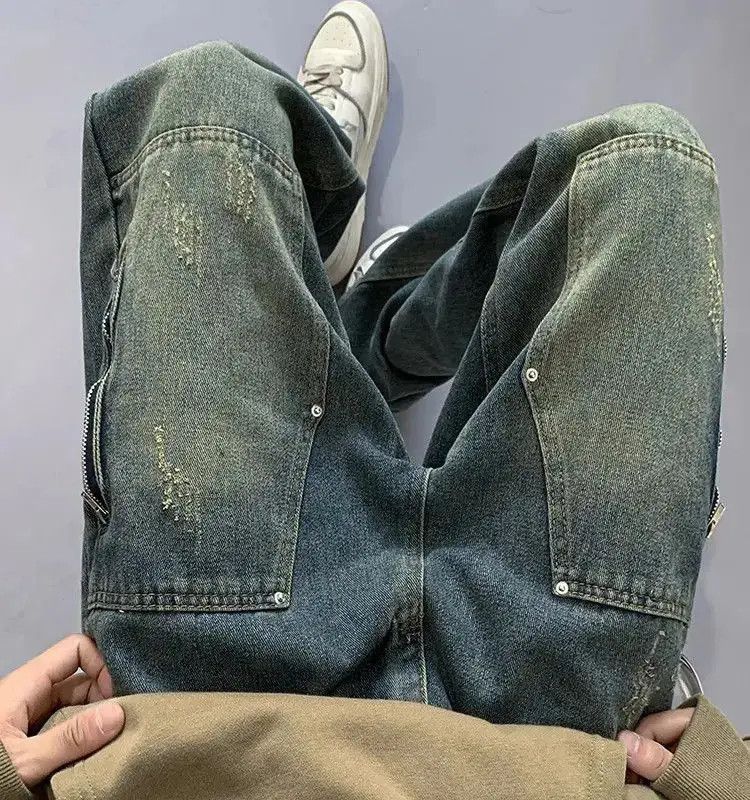 Japanese Brand Loose straight leg wide leg side zippered jeans Size US 32 / EU 48 - 3 Thumbnail