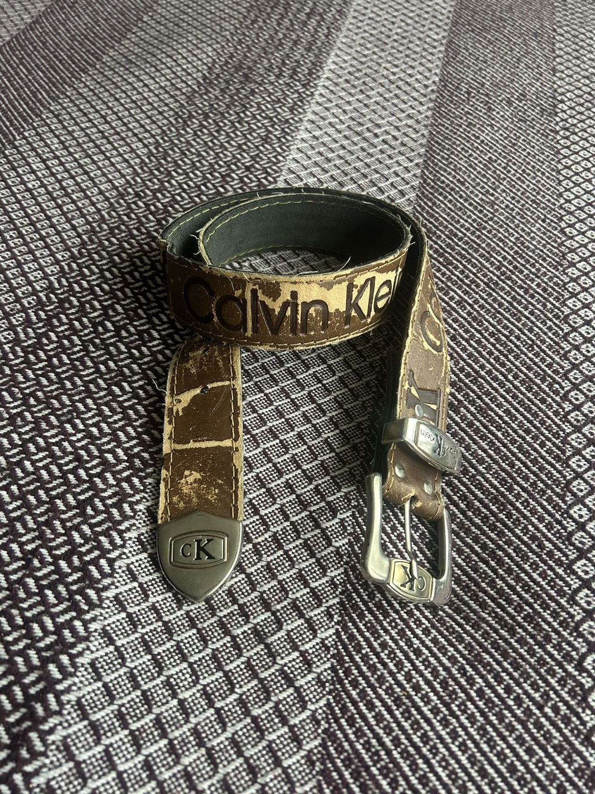 Calvin Klein Vintage Calvin Klein Distressed Belt Brown Faded Y2K Style Size ONE SIZE - 1 Thumbnail