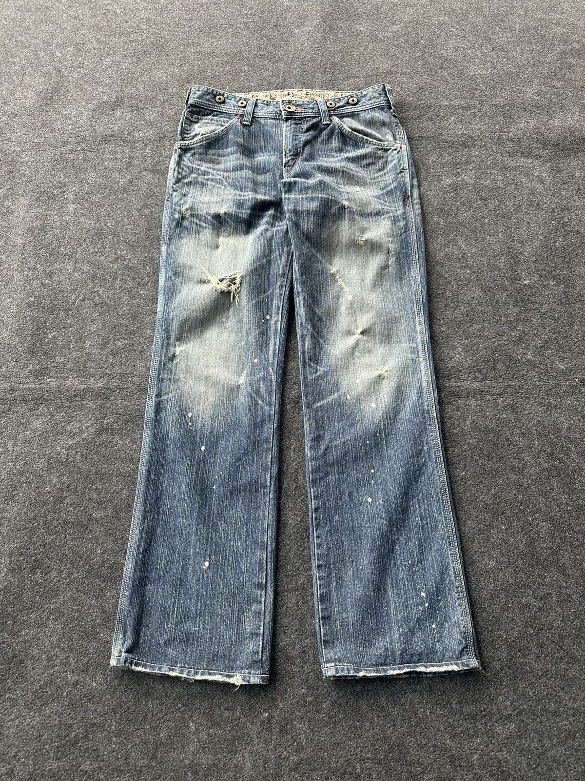 Vintage Edwin 503 Blue Trip Paint Splatter Denim W30 D220