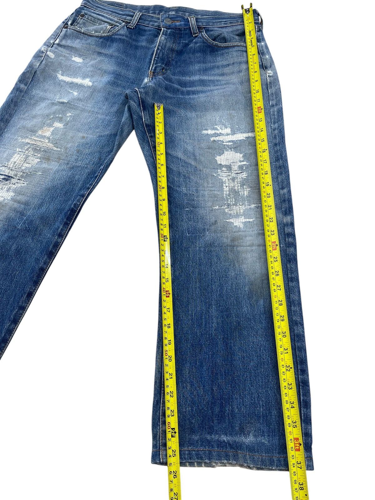 Japanese Brand COX Japanese Brand Light Wash Distressed Straight Jeans Size US 34 / EU 50 - 8 Thumbnail
