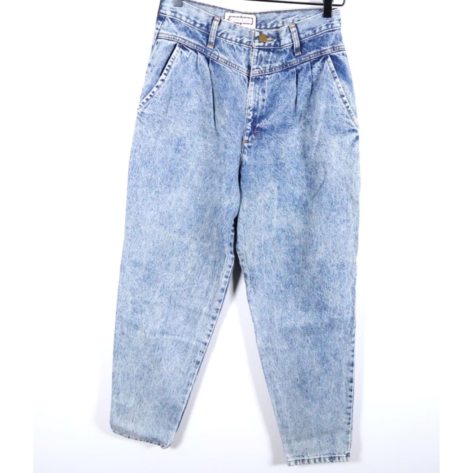 Vintage VINTAGE Mixed Blues Jeans 90s Pleated High-Waisted Mom 28 x 29 Blue Acid Wash 100% Cotton Womens Size 28" / US 6 / IT 42 - 2 Thumbnail