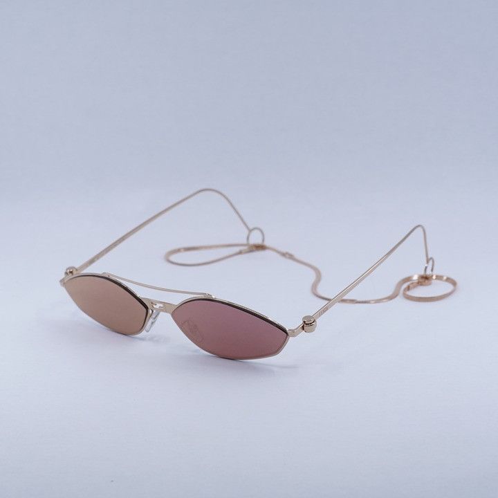 Fendi Fendi FE40114U-Y 33U Sunglasses Gold with Chain Oval Frame Size ONE SIZE - 1 Thumbnail