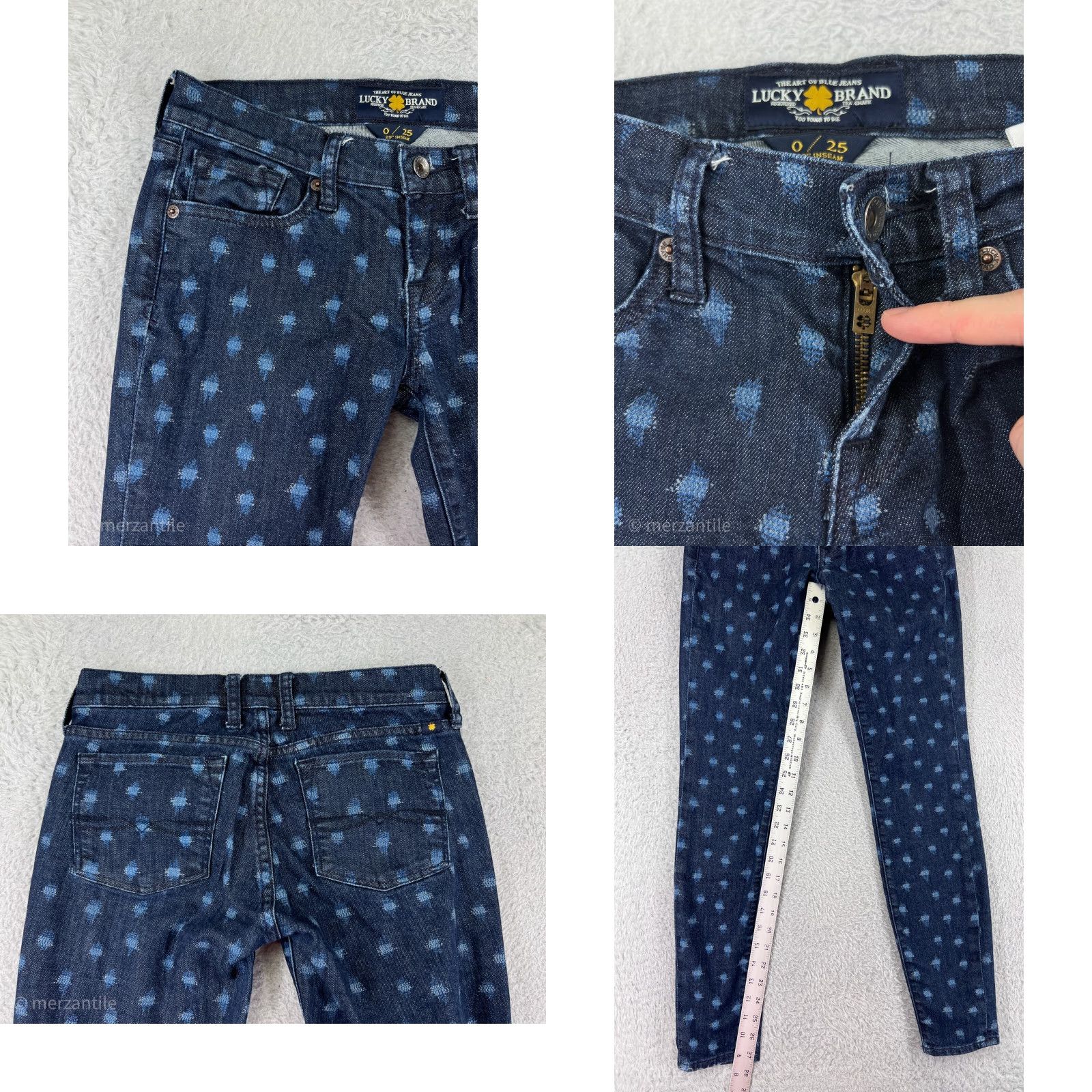 Lucky Brand Lucky Brand Jeans Women 0 Blue Polka Dot Denim Skinny Jeans 5-Pocket Regular Stretchy Color Blue Modern USA Women's Fashion Size 25" / US 0 / IT 36 - 8 Thumbnail