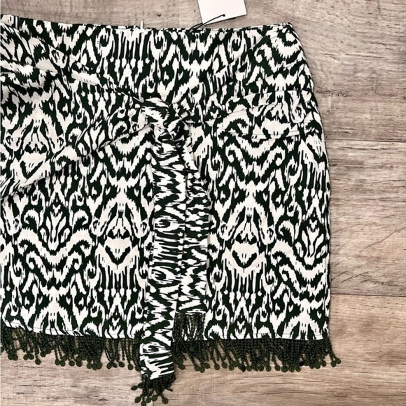 Zara ZARA Linen Blend Fringe Mini Skirt NWT Size 29" - 19 Thumbnail
