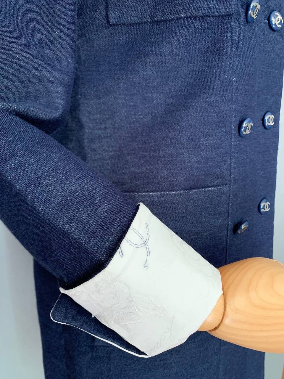 Chanel Chanel Jacket Coat CC Women Double Breasted Logo Blue Sz:36 Size S / US 4 / IT 40 - 2 Thumbnail