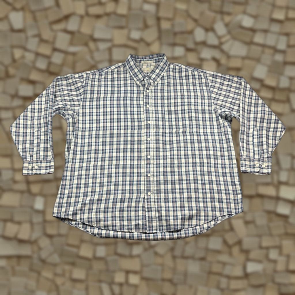Bill Blass VINTAGE Bill Blass Shirt Plaid Button-Down Long Sleeve 2XL Navy Blue Casual Mens 90s Size US XXL / EU 58 / 5 - 1 Thumbnail
