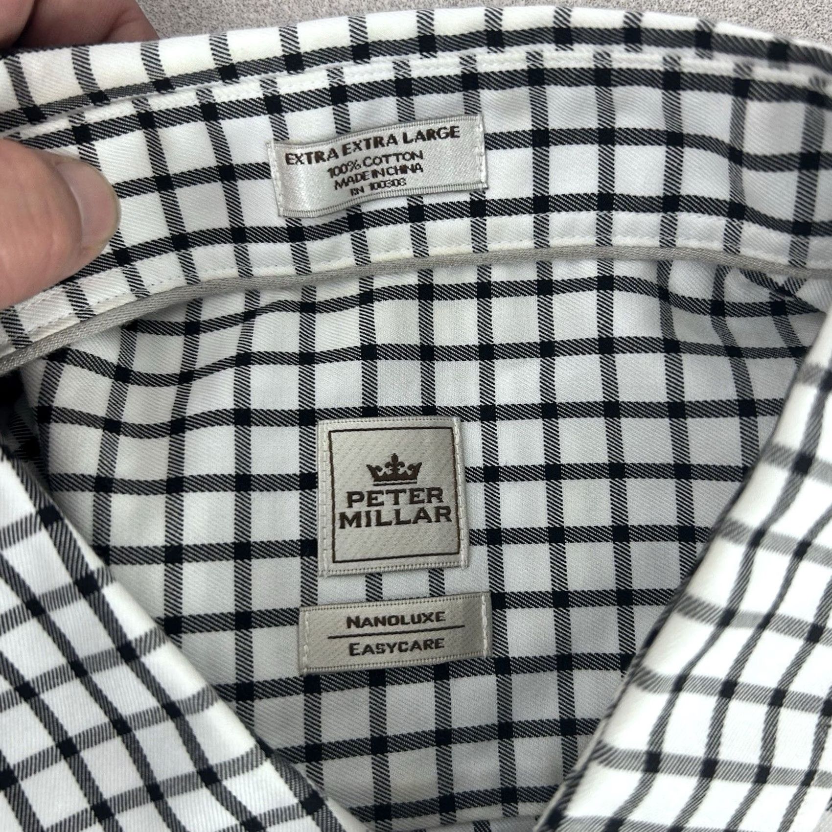 Peter Millar Peter Millar Shirt Mens 2XL White Black Check Long Sleeve Nanoluxe Easycare Dress Shirt Mens Size US XXL / EU 58 / 5 - 4 Thumbnail