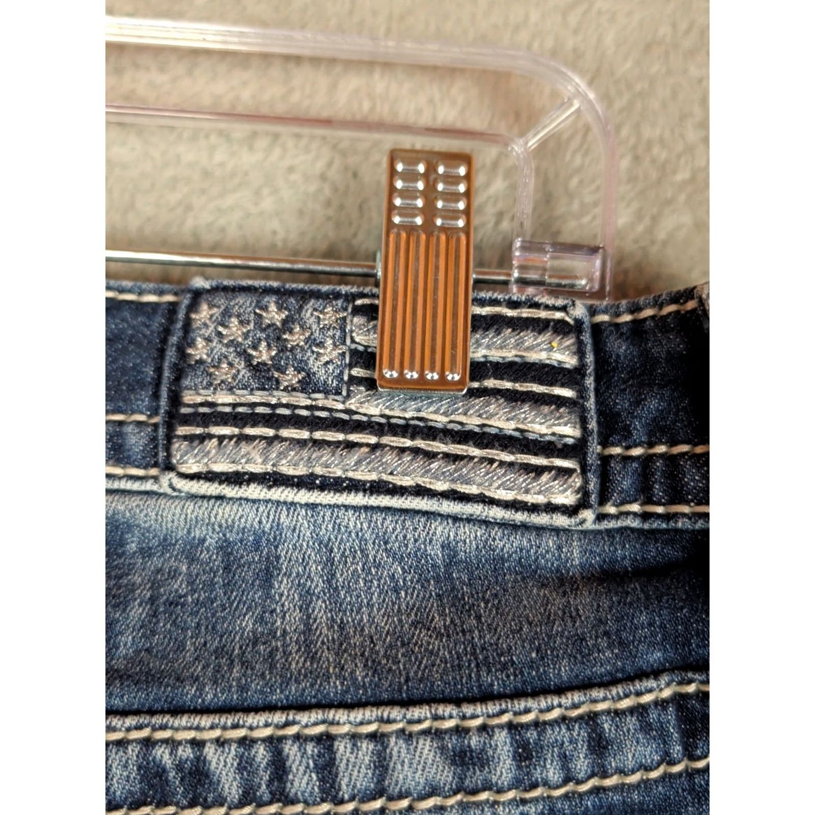 Miss Me Miss Me Jeans Rhinestone Stars And Stripes Mid Rise Ankle Skinny 25 Blue Womens Shirt? Size 42" / US 20 - 2 Thumbnail