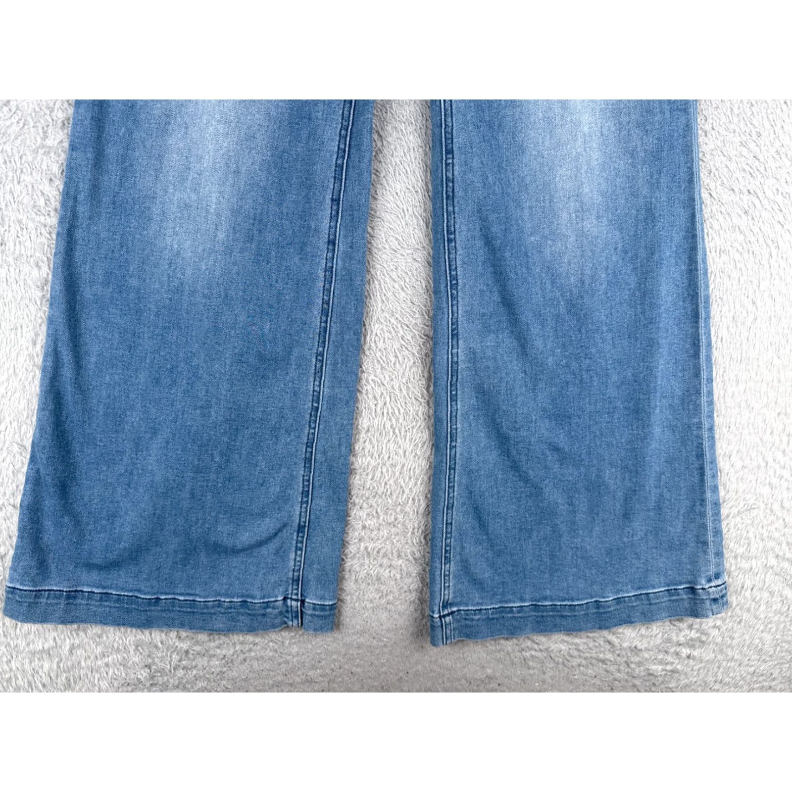 Vintage By Together Jeans Adult Medium Blue Wide Flared High Rise Cotton Blend 28x31 90s Womens Size 32" / US 10 / IT 46 - 2 Thumbnail