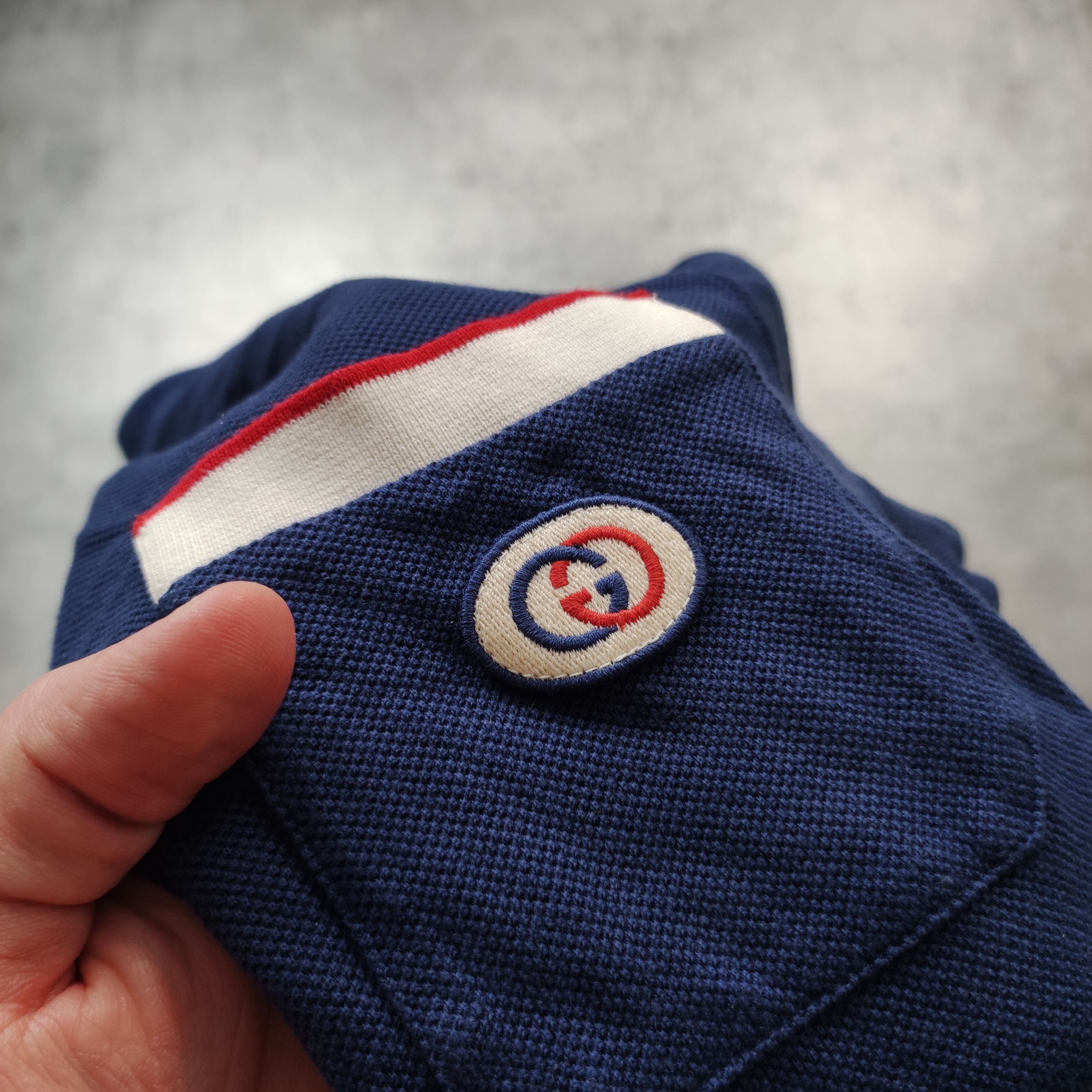 Gucci Gucci Interlocking Web Navy Blue Pique Logo Polo Shirt Size US M / EU 48-50 / 2 - 5 Thumbnail