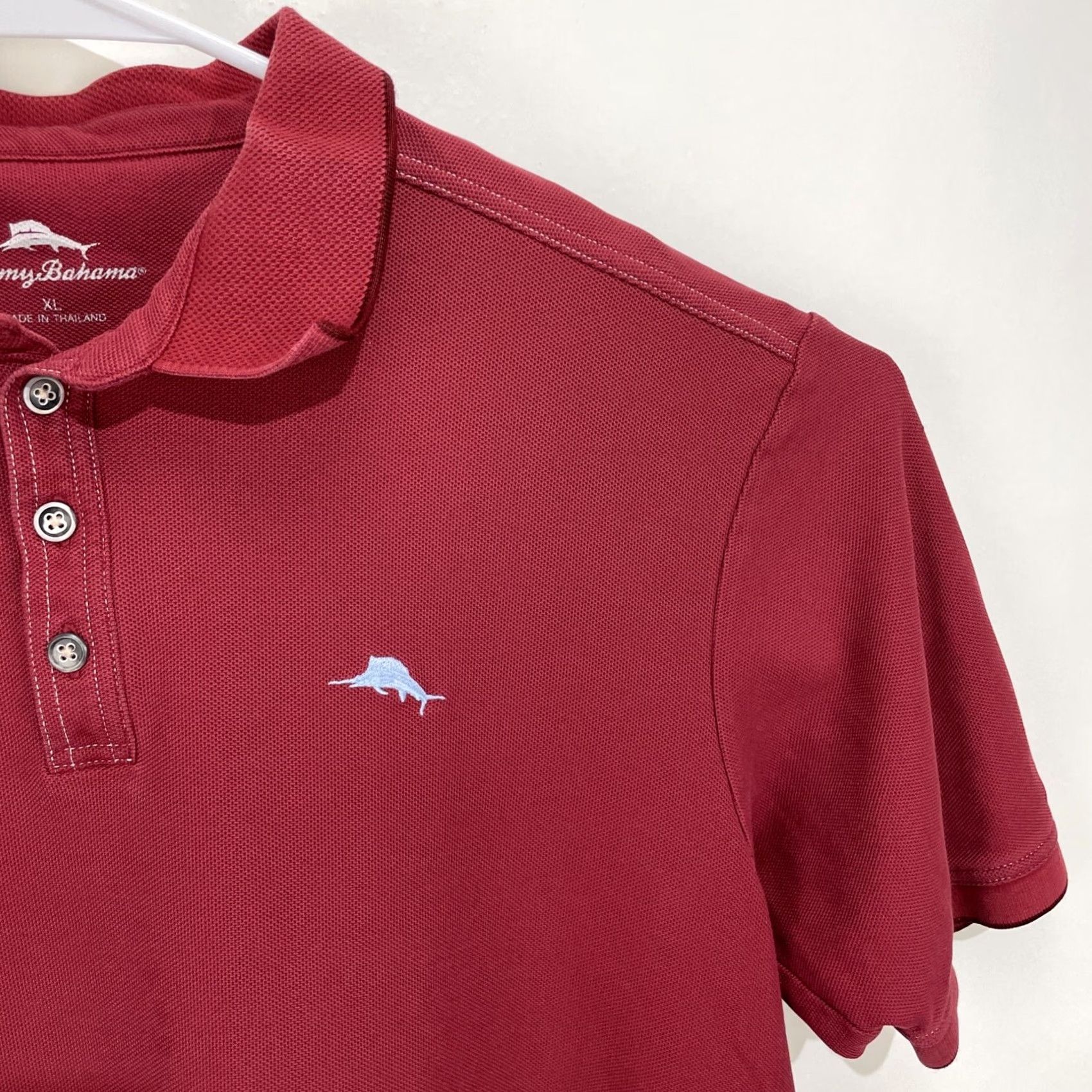 Tommy Bahama Tommy Bahama Polo Shirt XL Red Solid Short Sleeve Pima Cotton Blend Embroidered Logo Men's Shirt Size US XL / EU 56 / 4 - 5 Thumbnail