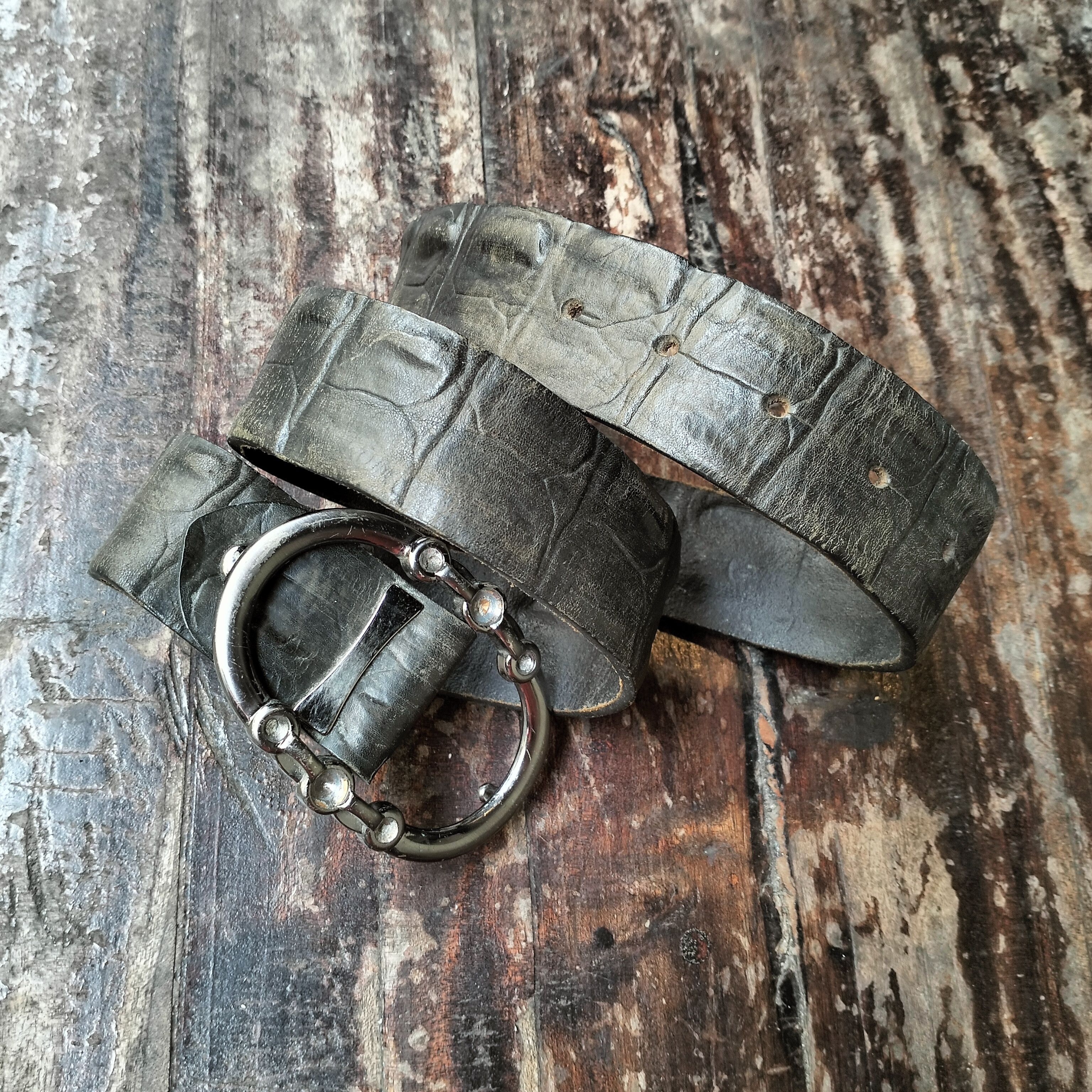 Vintage BLACK CROCODILE SKIN BELT Size ONE SIZE - 1 Thumbnail
