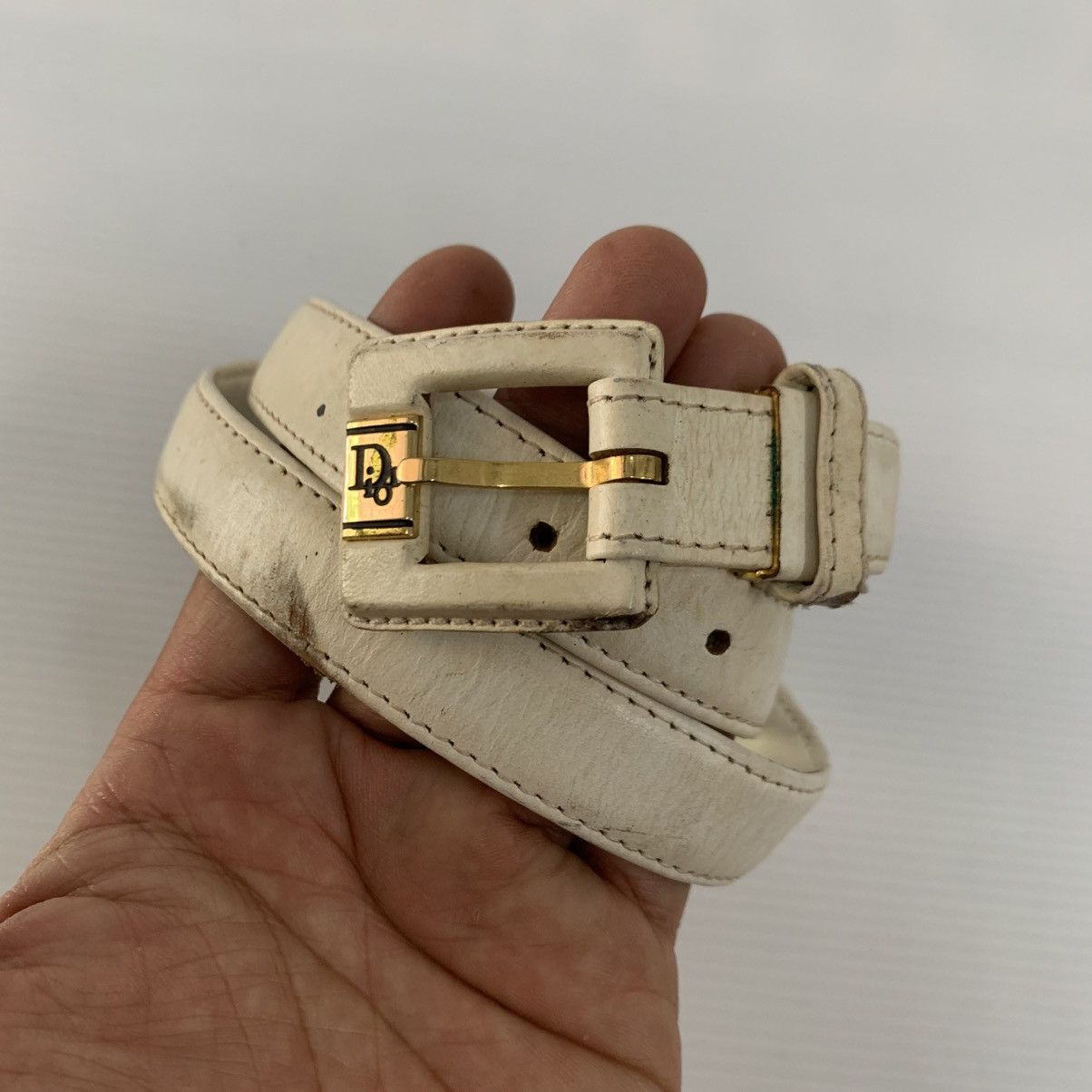 Christian Dior Monsieur CHRISTIAN DIOR White Leather Belts Size ONE SIZE - 1 Thumbnail