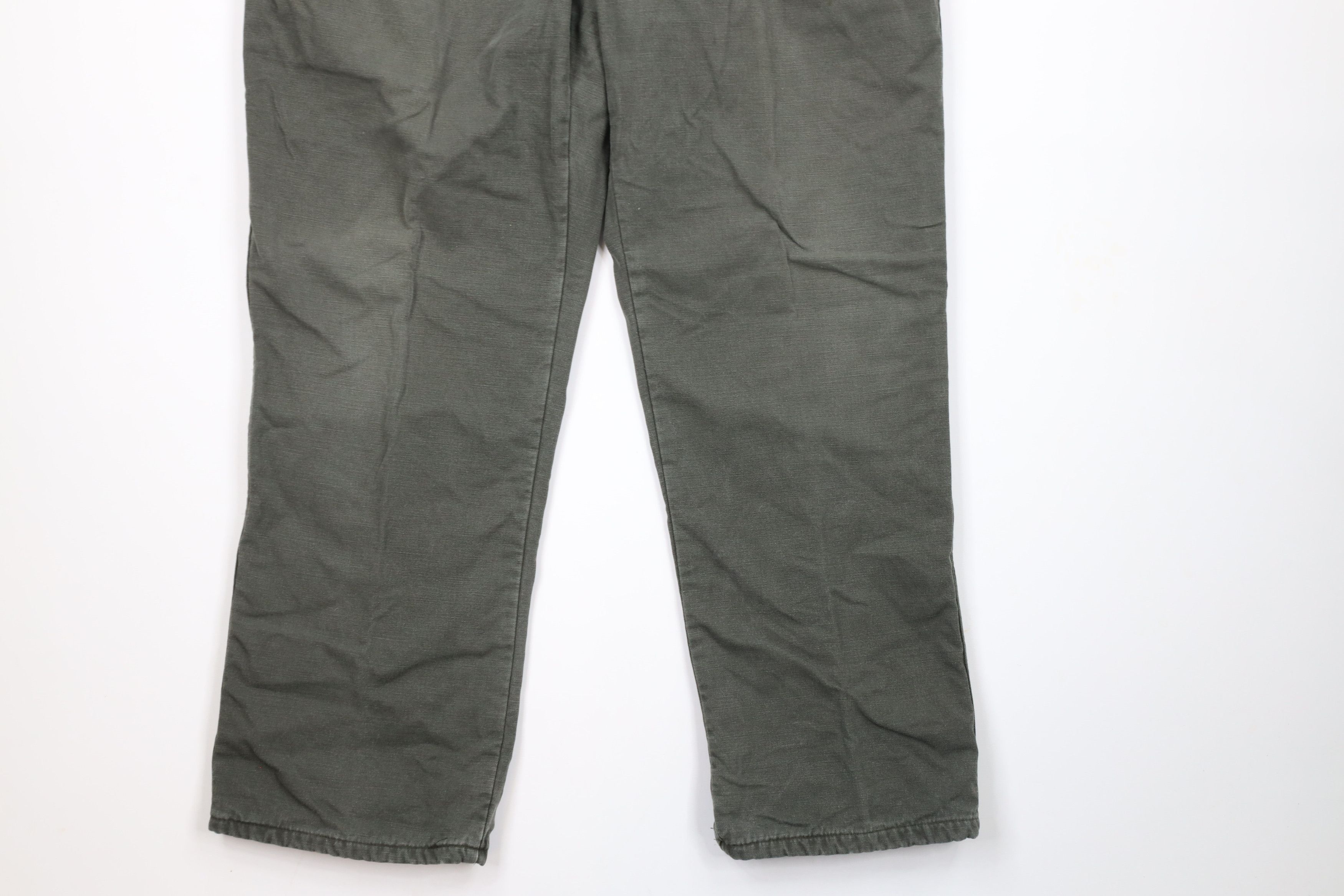 L.L. Bean × Vintage Vintage 90s LL Bean Flannel Lined Canvas Pants Green USA Size US 36 / EU 52 - 4 Thumbnail