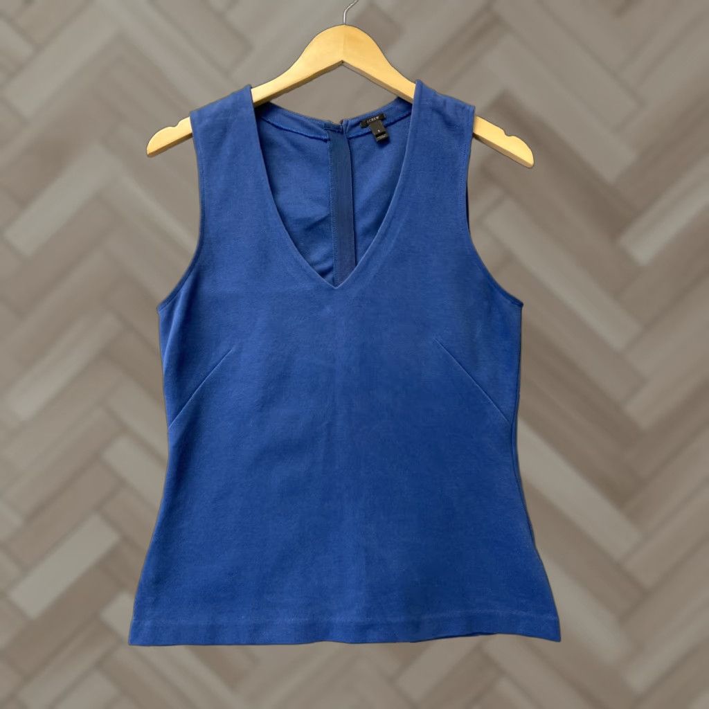 J.Crew VINTAGE J.CREW Sleeveless Tank Shirt Womens Size S Blue Indigo V-Neck Slim Fit Tang Shirt? Size S / US 4 / IT 40 - 1 Thumbnail