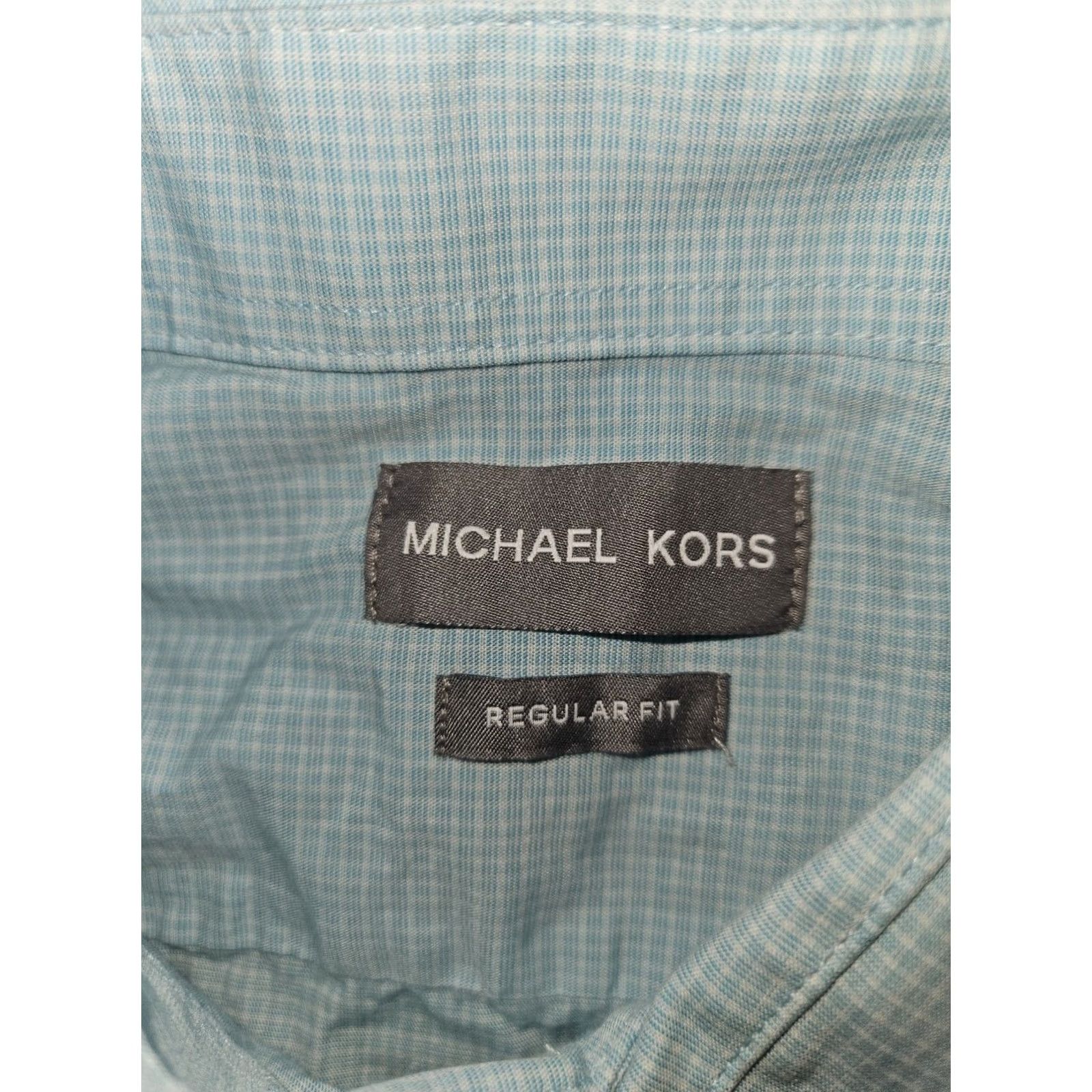 Michael Kors Michael Kors Button-Up Shirt Men's Medium Blue Check Long Sleeve 15-15.5 Chest 40 Cotton Regular Designer Clothes Mens Size US M / EU 48-50 / 2 - 2 Thumbnail