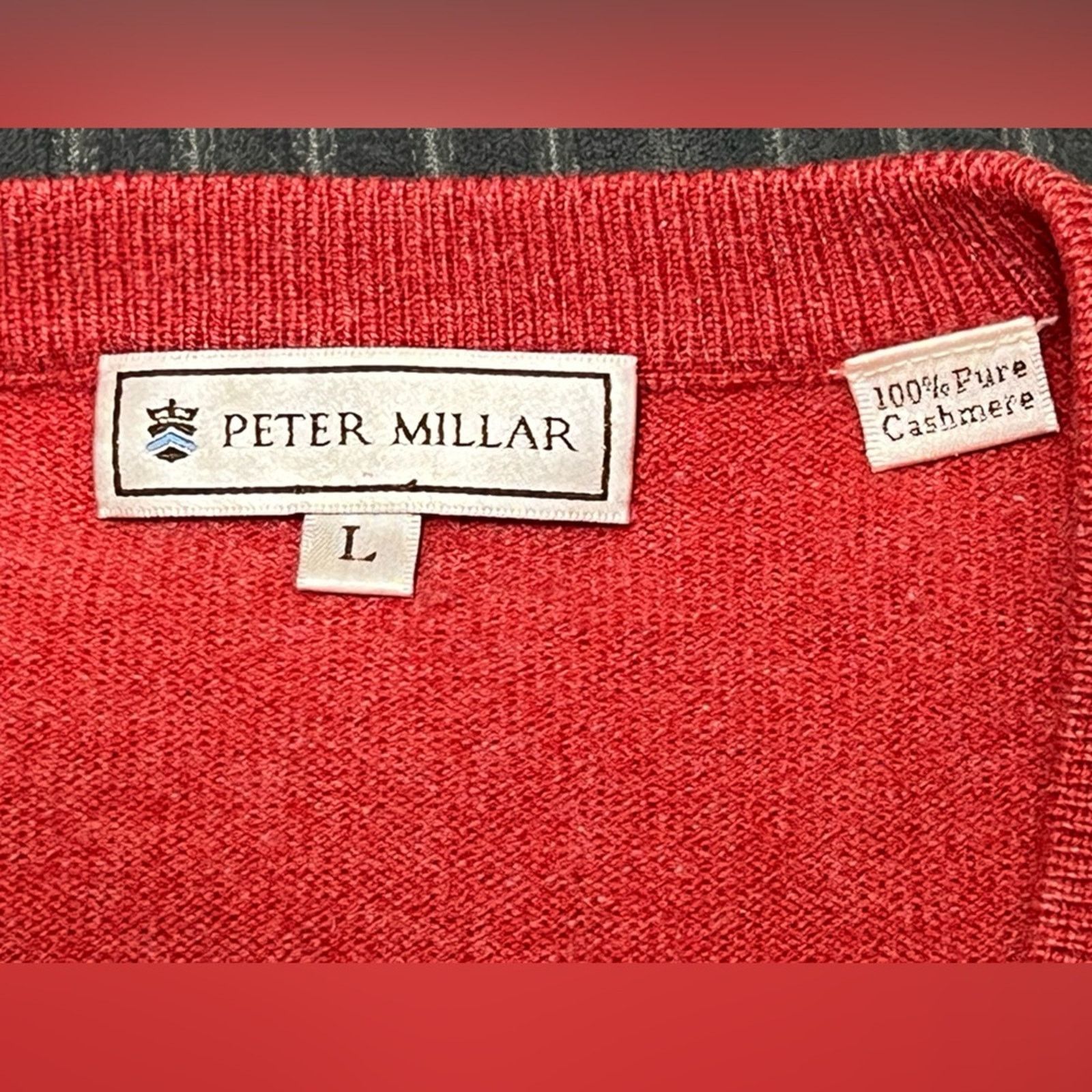 Peter Millar Peter Millar Mens 100% Cashmere V Neck Sweater CRYSTAL DOWNS Size US L / EU 52-54 / 3 - 3 Thumbnail