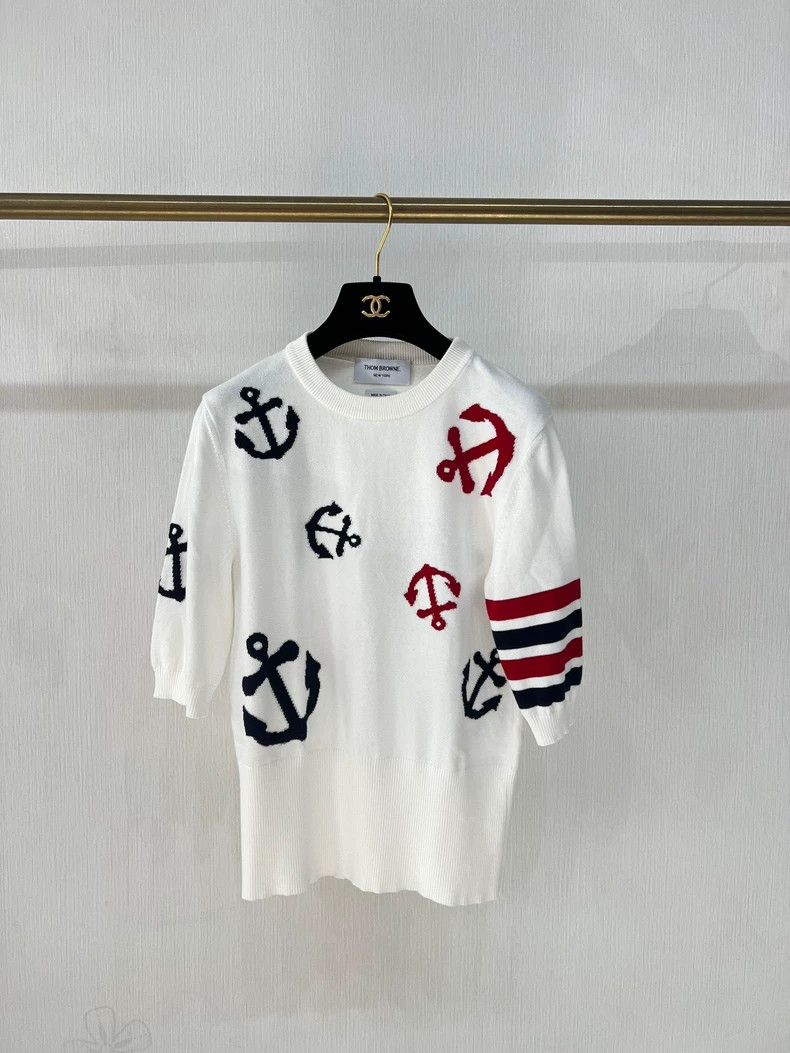Thom Browne Ship anchor knit short sleeved jacket