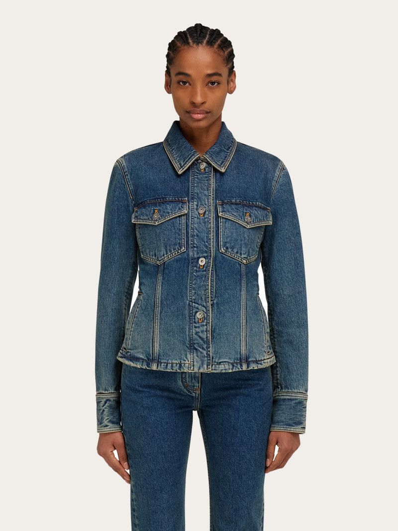Salvatore Ferragamo o1s1rm0526 Denim Jacket in Blue Size L / US 10 / IT 46 - 2 Thumbnail