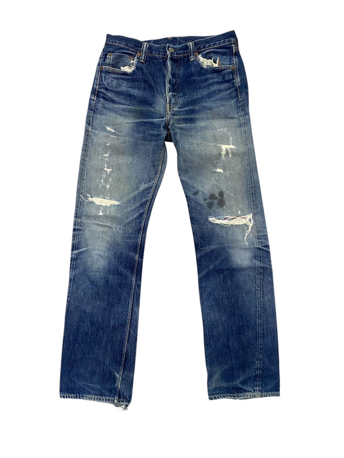 Full Count & Co. JAPAN BRAND FULL COUNT RIPPED DENIM SELVEDGE UNISEX Size US 30 / EU 46 - 1 Thumbnail
