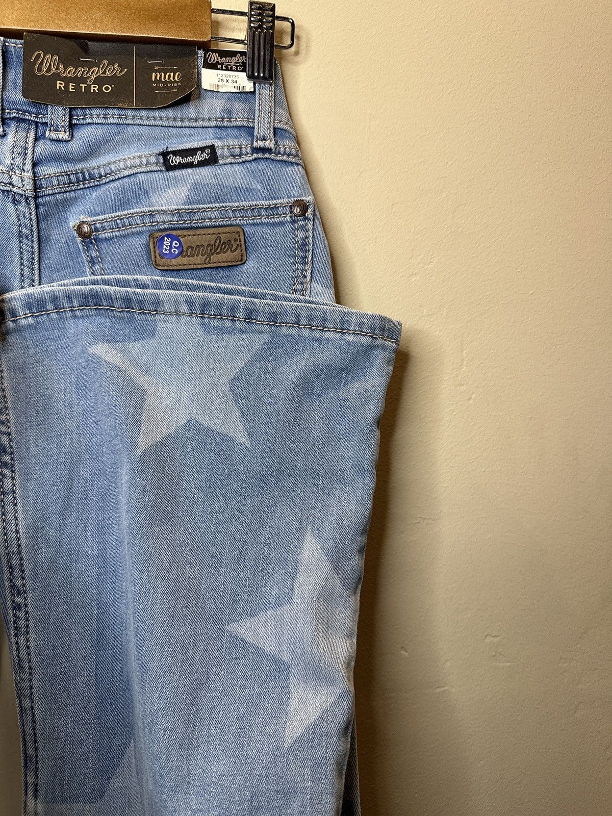 Other × Wrangler *RARE* New Wrangler Retro Flared Star Print Denim Jeans - 25 Size 26" / US 2 / IT 38 - 5 Thumbnail