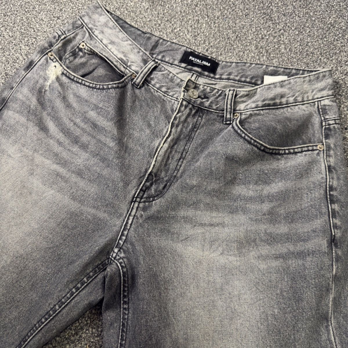 Japanese Brand Avant Garde Baggy Fatalism Black Wild Destroyed Wide Fit Size US 34 / EU 50 - 3 Thumbnail