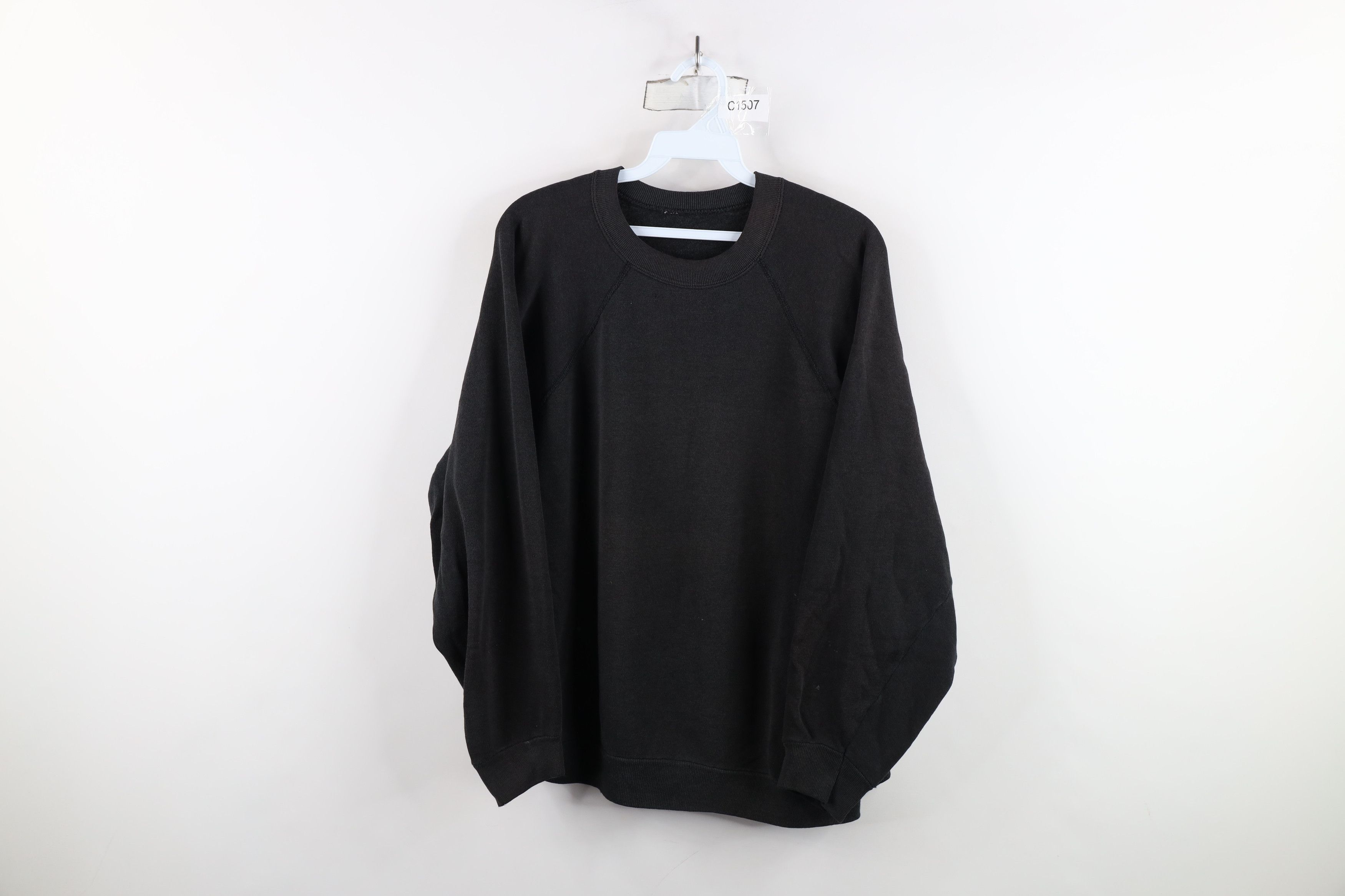 Vintage Vintage 70s 80s Streetwear Blank Boxy Fit Sweatshirt Black Size XL / US 12-14 / IT 48-50 - 1 Thumbnail