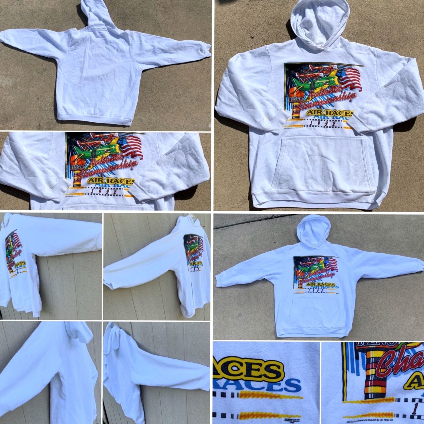 Vintage VINTAGE Reno Air Races 1992 National Championship Hoodie Sweatshirt 2X 90s XXL All Texas T’s White 2XL Mens Pullover Graphic Print Racing Size US XXL / EU 58 / 5 - 4 Thumbnail