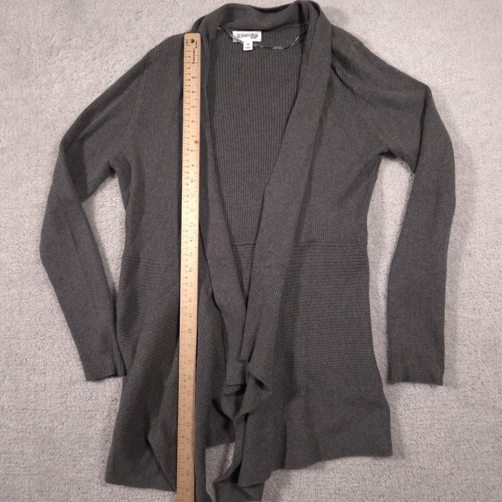 Vintage St. John's Bay Cardigan Sweater Womens Medium Gray Open Drape Front Knit Pockets Size M / US 6-8 / IT 42-44 - 7 Thumbnail
