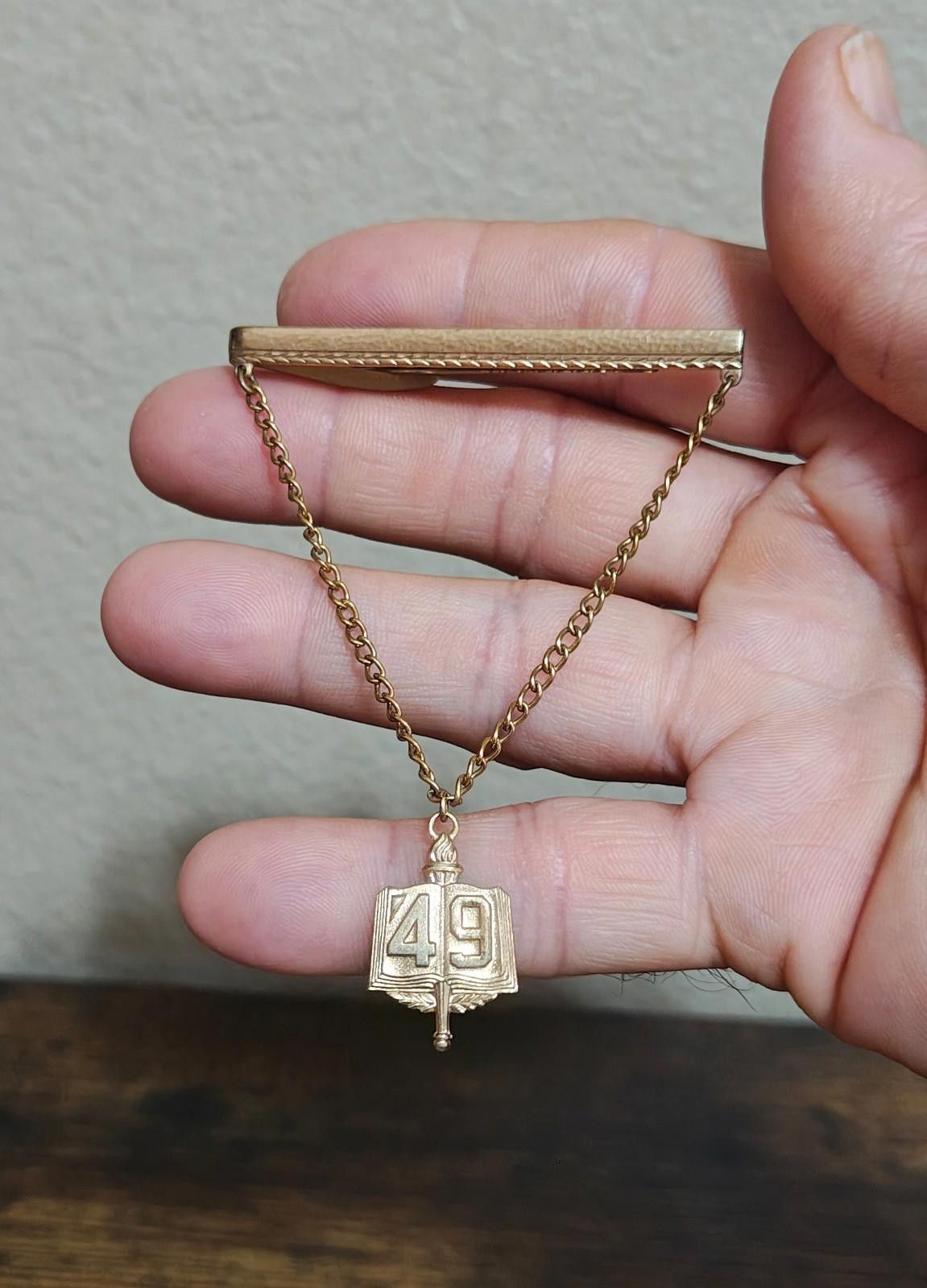 Other Hickok Class of 1949 Gold Tone Tie Bar Dangling Book Charm Size ONE SIZE - 3 Thumbnail