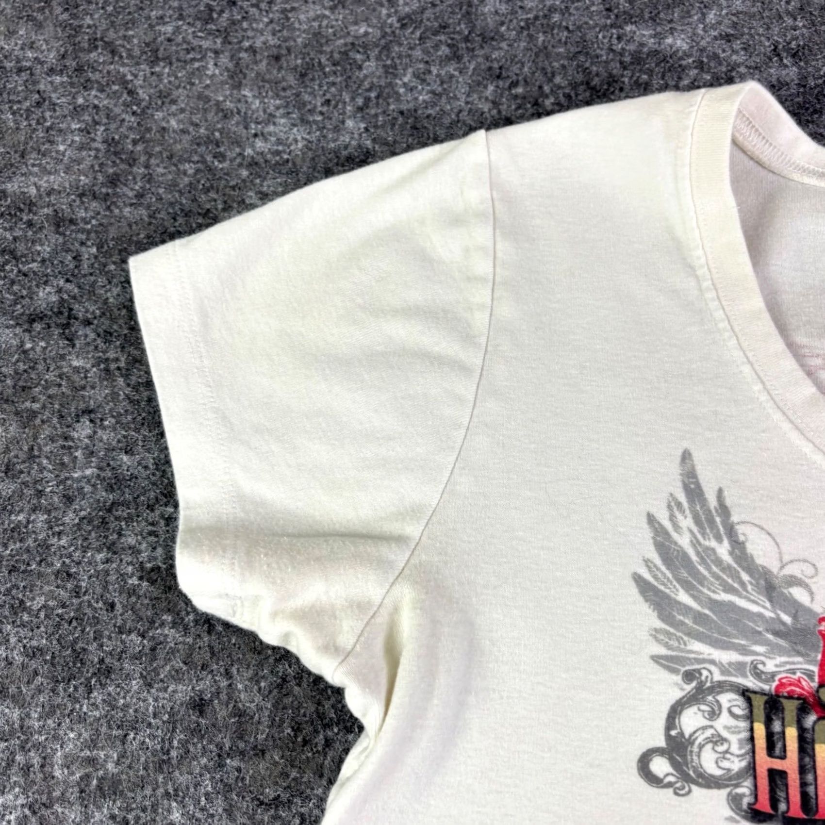 Harley Davidson Harley-Davidson Live Free Wings Graphic Tee Shirt White XL Cotton Vintage Y2K Tee Shirt Women Short Sleeve Scoop Neck Glitter Size XL / US 12-14 / IT 48-50 - 8 Thumbnail