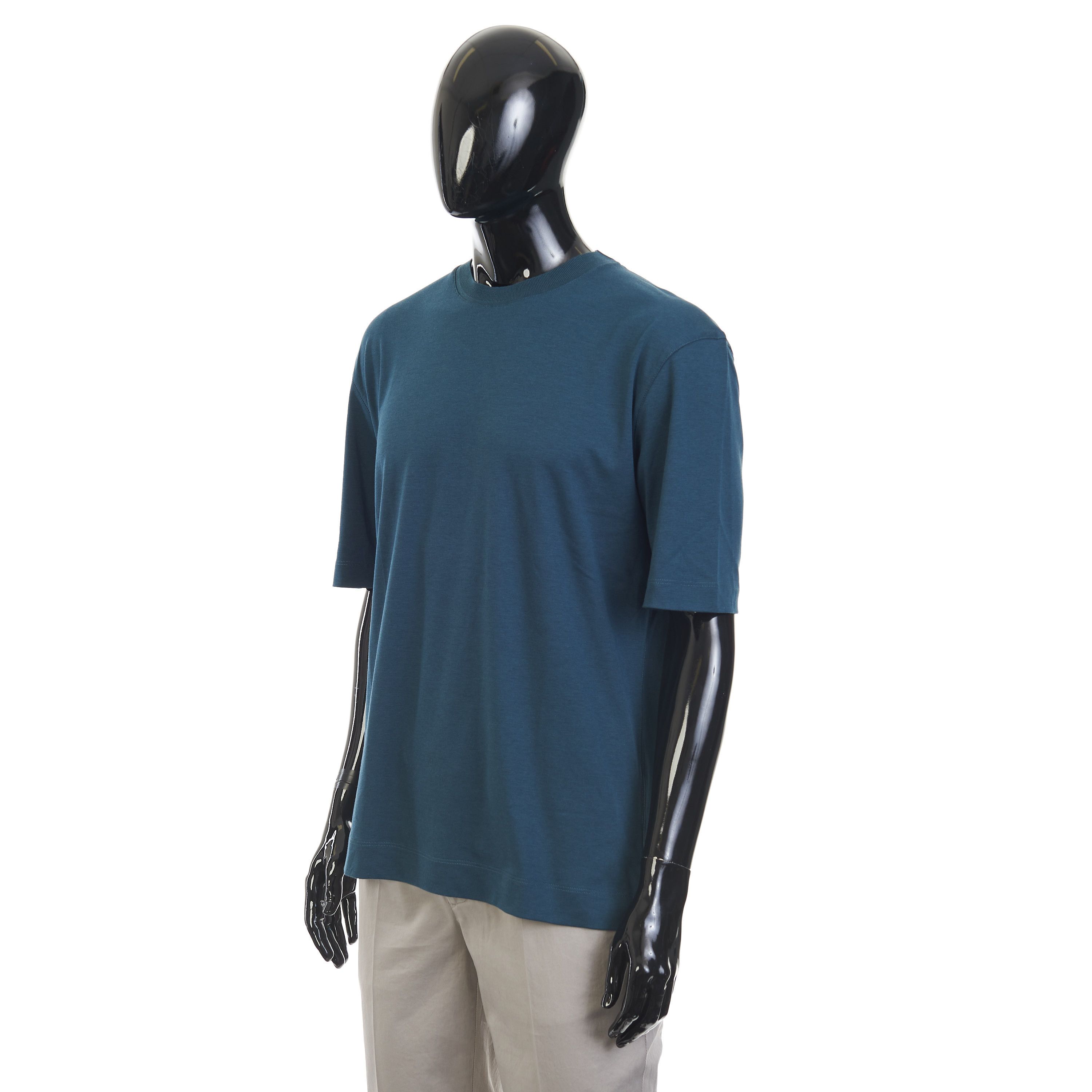 Ermenegildo Zegna Dark Teal Silk & Cotton Crewneck Tshirt Size 52 Size US L / EU 52-54 / 3 - 2 Thumbnail