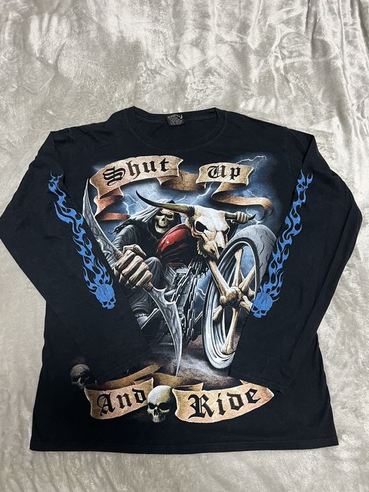 Vintage Crazy Y2K 🔥 Spiral Longsleeve shirt Death Bike Rider