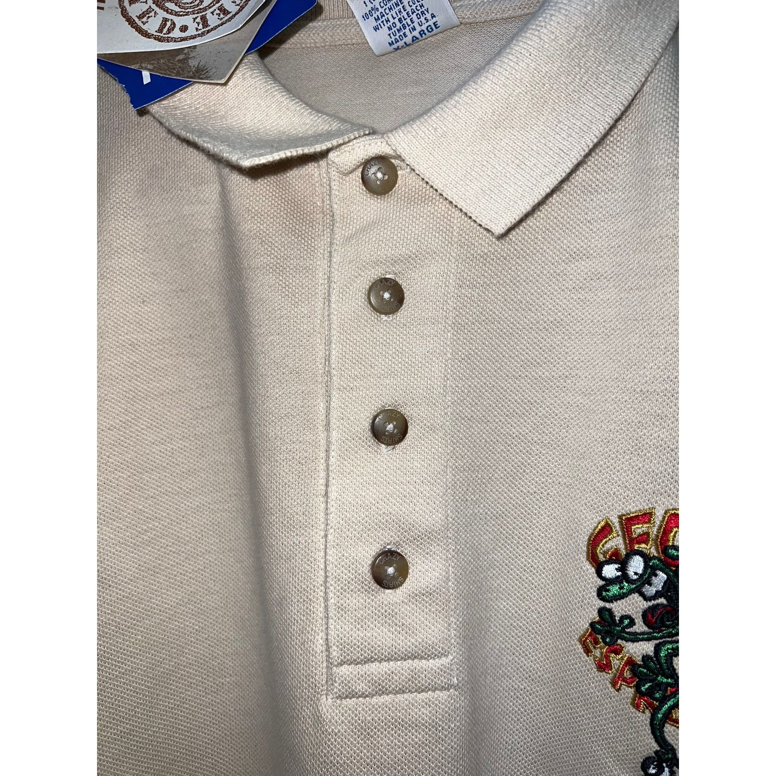 Vintage Vintage Crazy Shirts Polo Shirt Gecko Lizard Coffee Dyed Size US XL / EU 56 / 4 - 4 Thumbnail