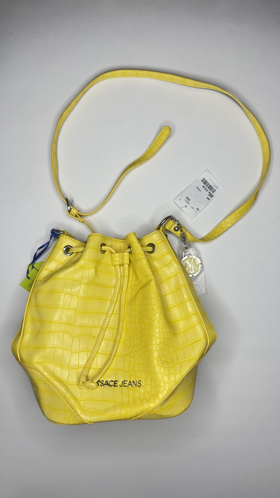 Versace Jeans Couture Versace Jeans Yellow Faux Croc Bucket Bag Size ONE SIZE - 2 Thumbnail