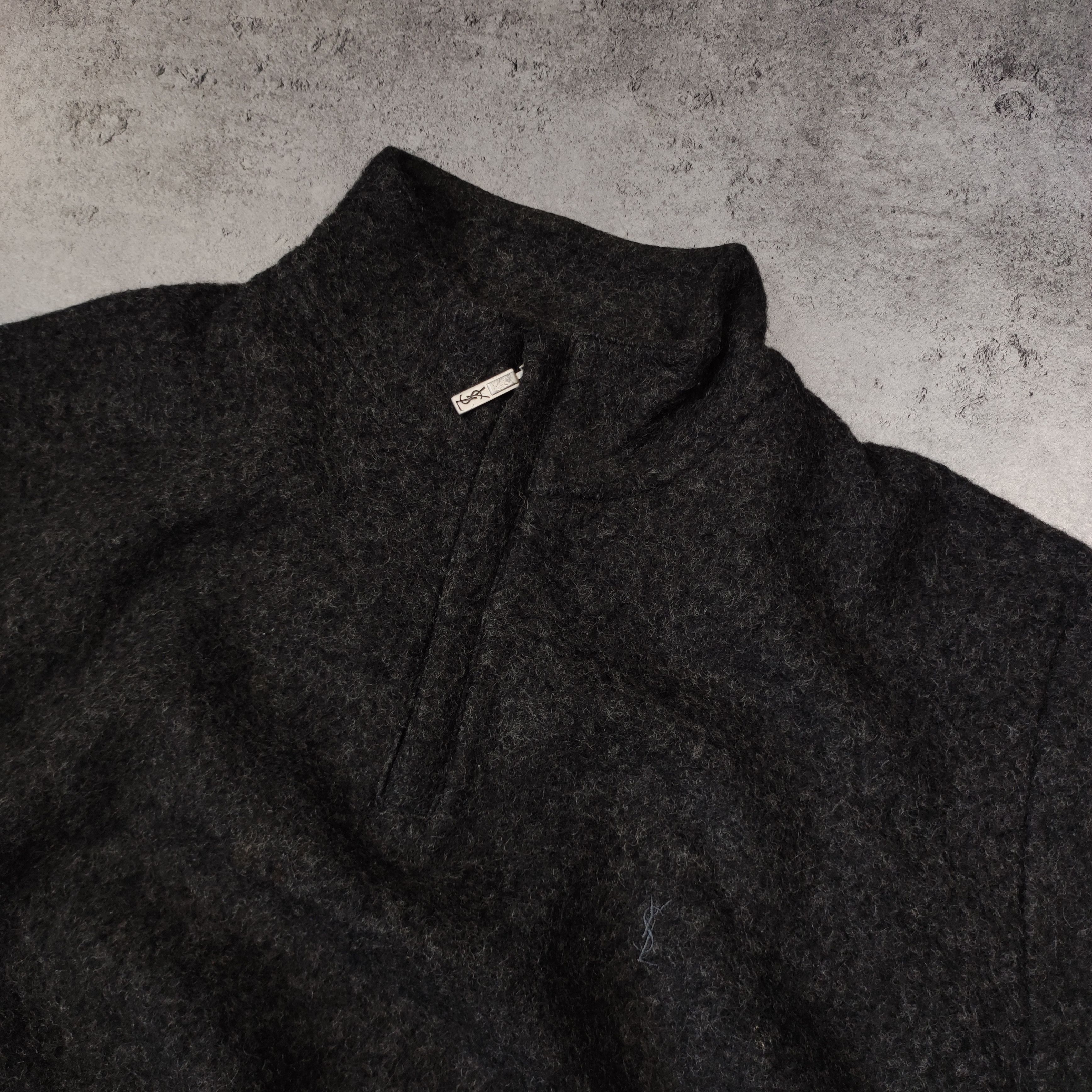 Yves Saint Laurent RARE YSL Yves Saint Laurent Wool Small Logo Zip Fleece Size US L / EU 52-54 / 3 - 4 Thumbnail