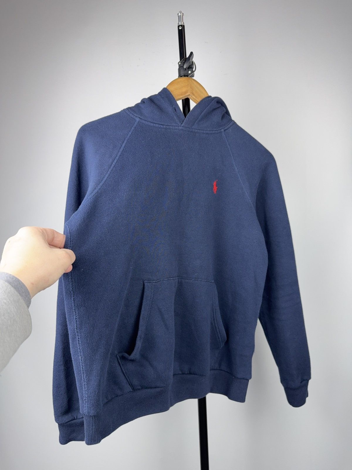 Polo Ralph Lauren 00s Polo Ralph Lauren Navy Cropped Hoodie Red Pony Logo Size M / US 6-8 / IT 42-44 - 2 Thumbnail