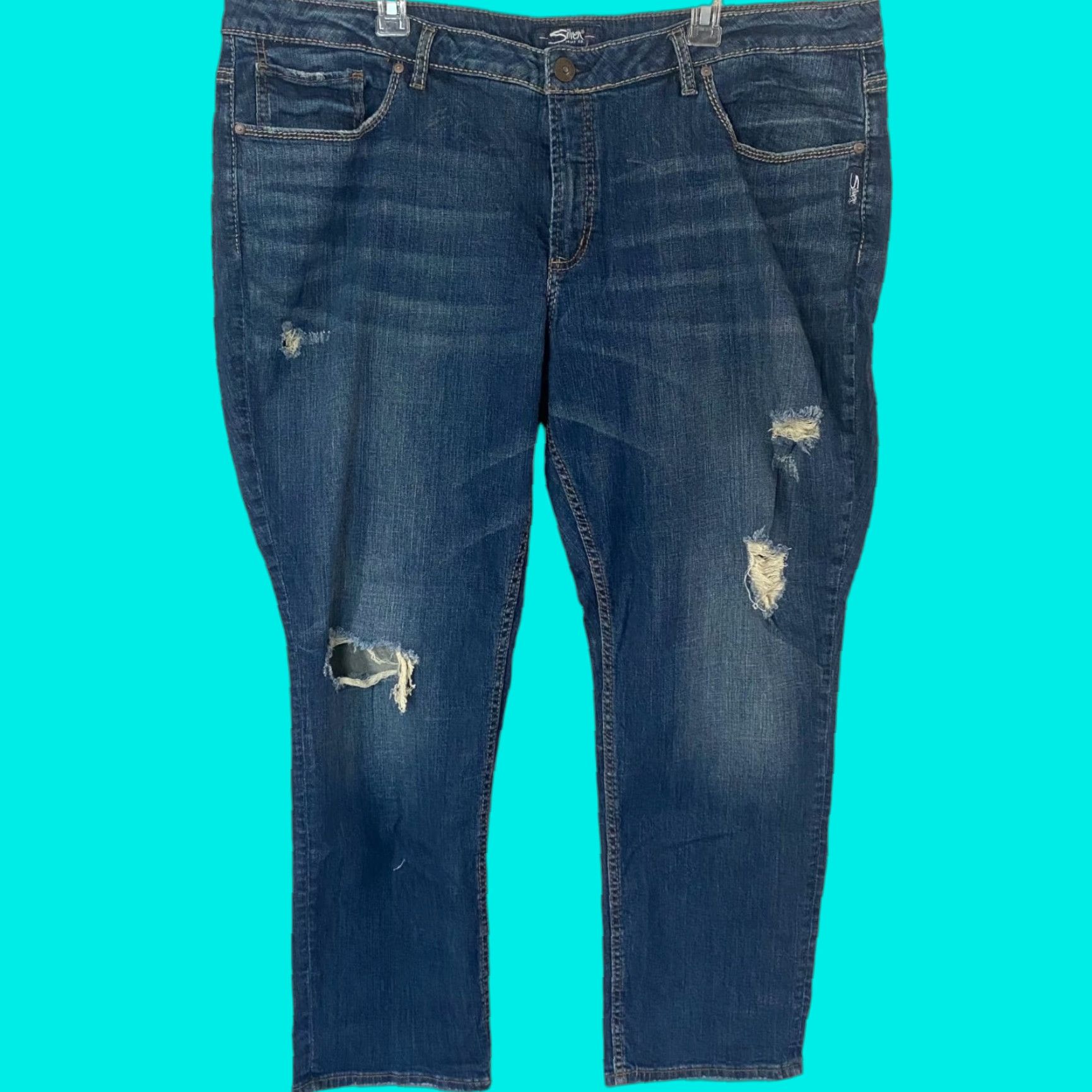 Silver Jeans Co. Silver Jeans Co Sam Boyfriend Jeans Blue 22 Womens Plus Size Slim Mid-Rise New Size 40" / US 18 - 1 Thumbnail